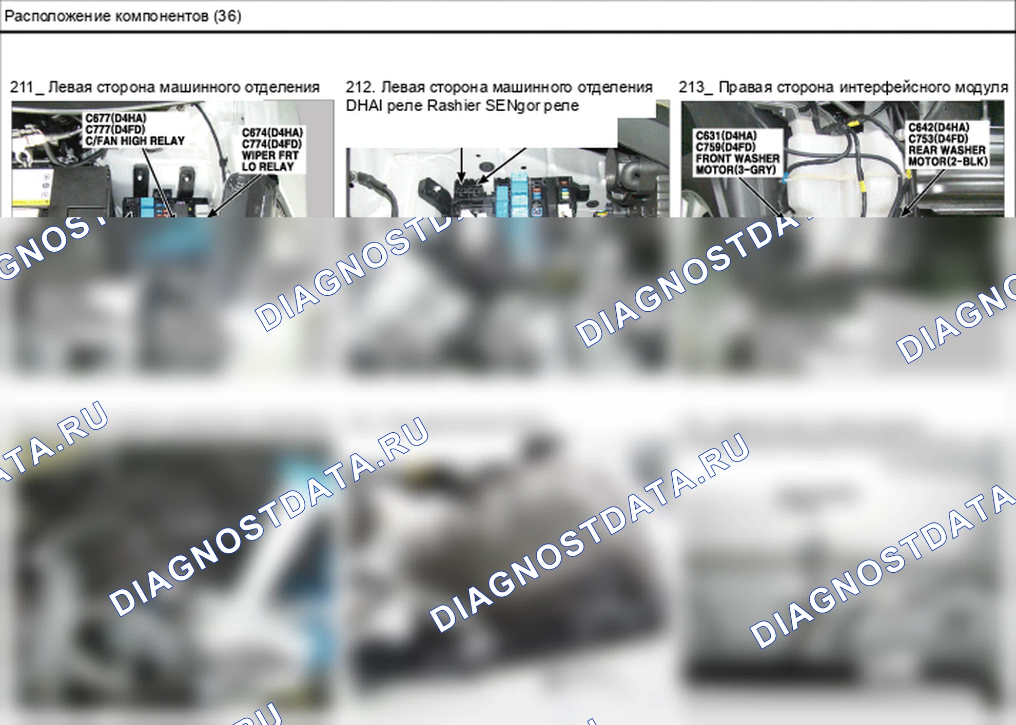 Расположение компонентов — Электросхема расположения компонентов — Электросхема расположения компонентов, Схема 178 из 210. Hyundai ix35 EL (2010-2016)