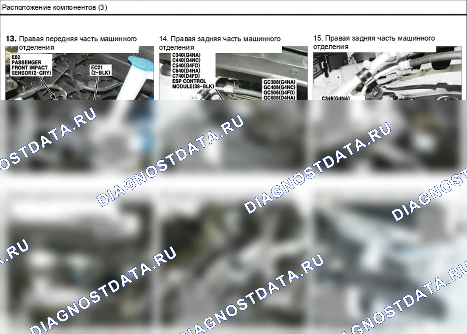 Расположение компонентов — Электросхема расположения компонентов — Электросхема расположения компонентов, Схема 15 из 210. Hyundai ix35 EL (2010-2016)