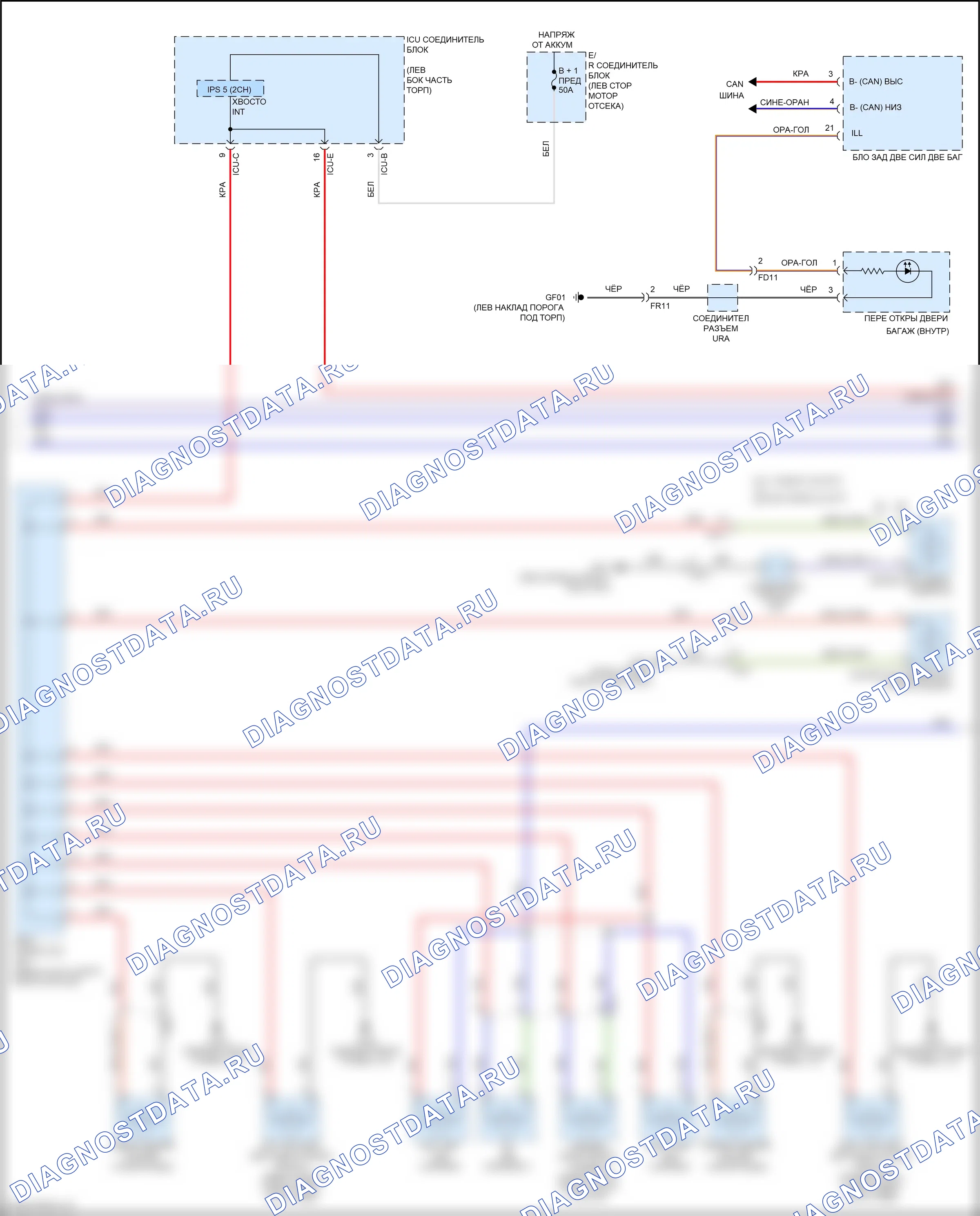 Освещение салона — Электросхема подсветки приборной панели — Электросхема подсветки приборной панели (2 из 3). Hyundai Palisade I (2018-2022)