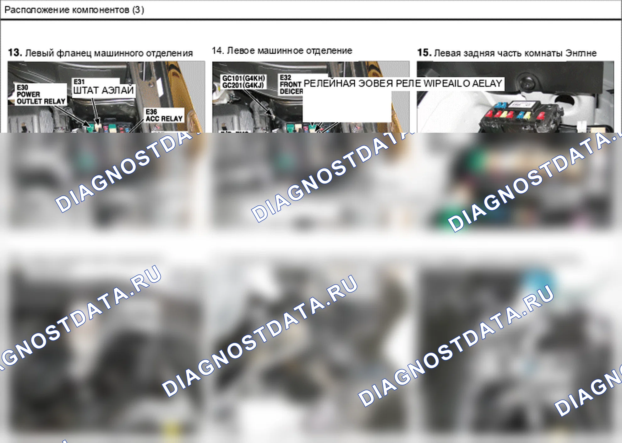 Расположение компонентов — Электросхема расположения компонентов — Электросхема расположения компонентов, Схема 5 из 54. Hyundai Santafe Sport DMA (2014-2017)