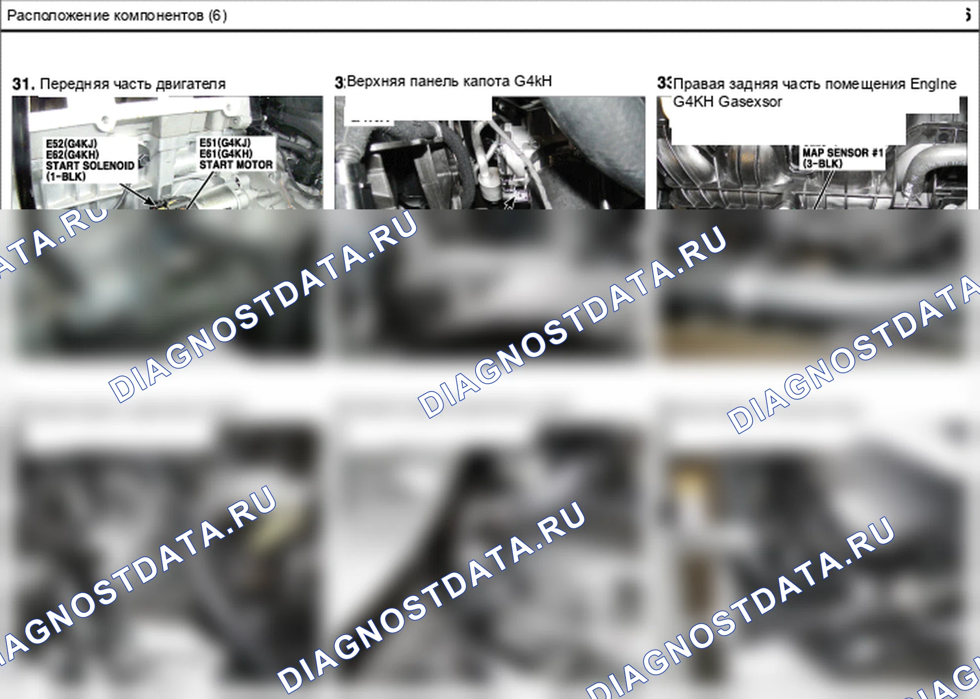 Расположение компонентов — Электросхема расположения компонентов — Электросхема расположения компонентов, Схема 12 из 54. Hyundai Santafe Sport DMA (2014-2017)