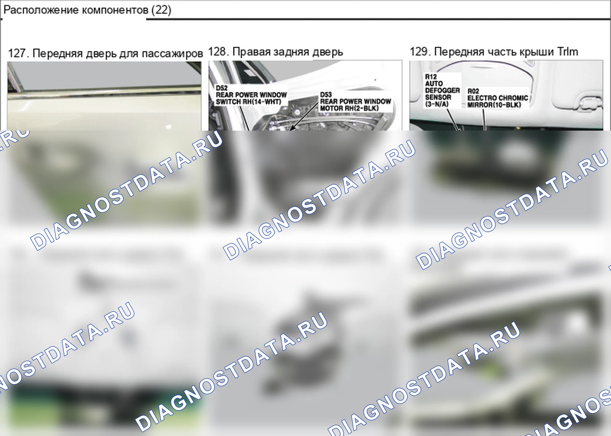 Расположение компонентов — Электросхема расположения компонентов — Электросхема расположения компонентов, Схема 44 из 54. Hyundai Santafe Sport DMA (2014-2017)