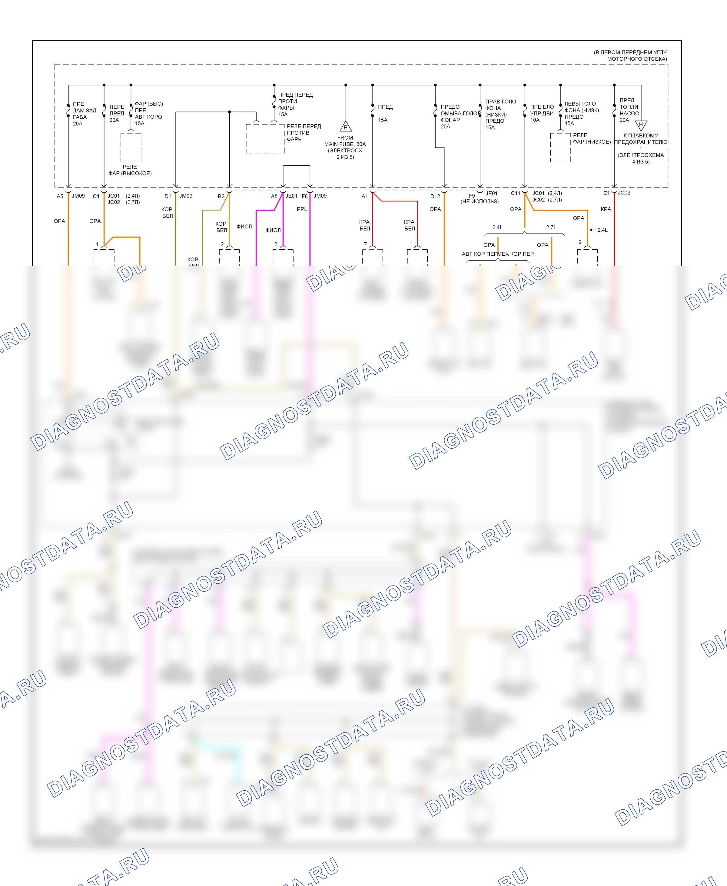 Блок предохранителей и реле — Электросхема блока предохранителей реле — Электросхема блока предохранителей реле (3 из 5). Hyundai Sonata V (2004-2007)