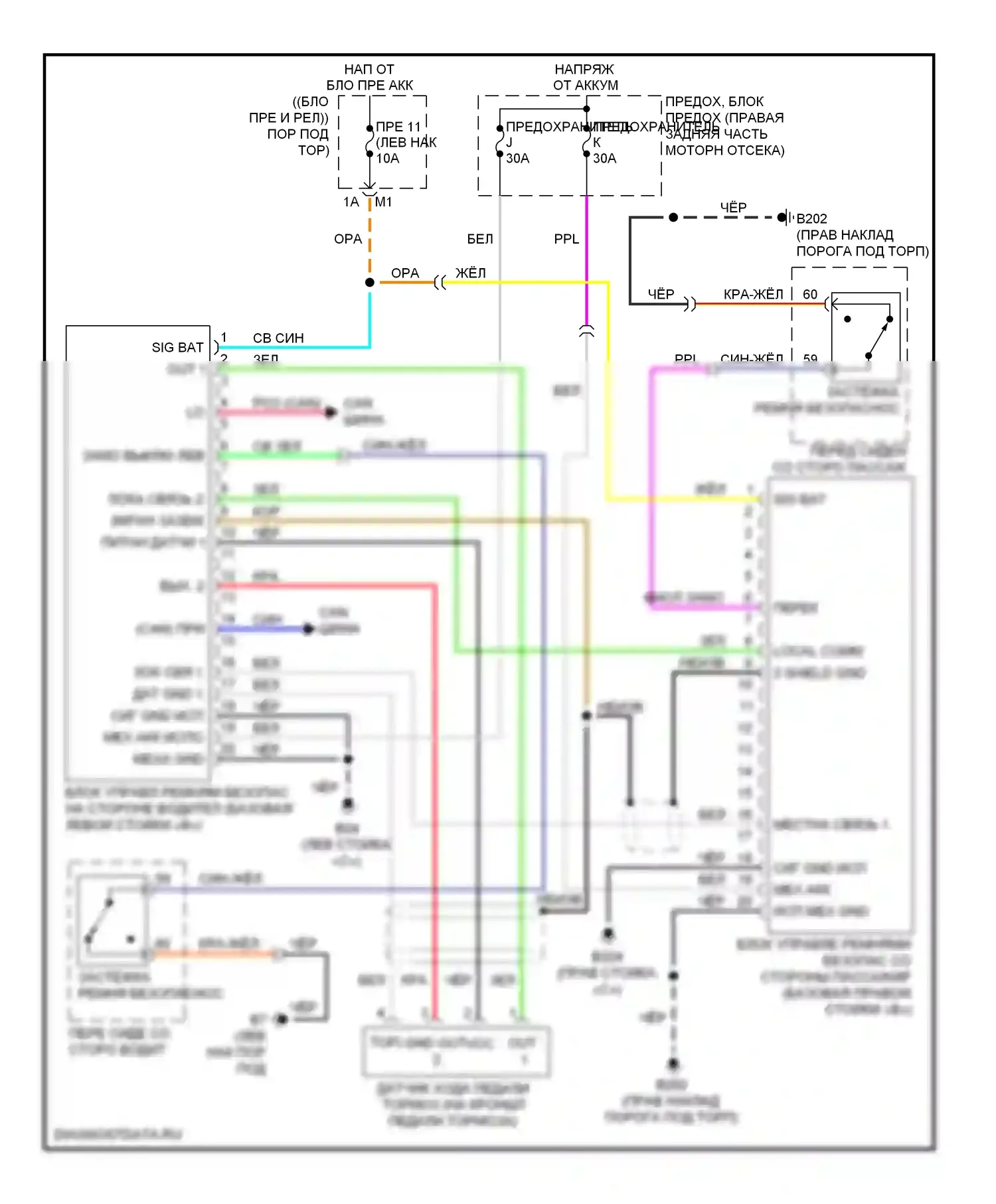 Подушки безопасности — Электросхема подушек безопасности — Электросхема подушек безопасности. Infiniti FX50 II (2008-2012)
