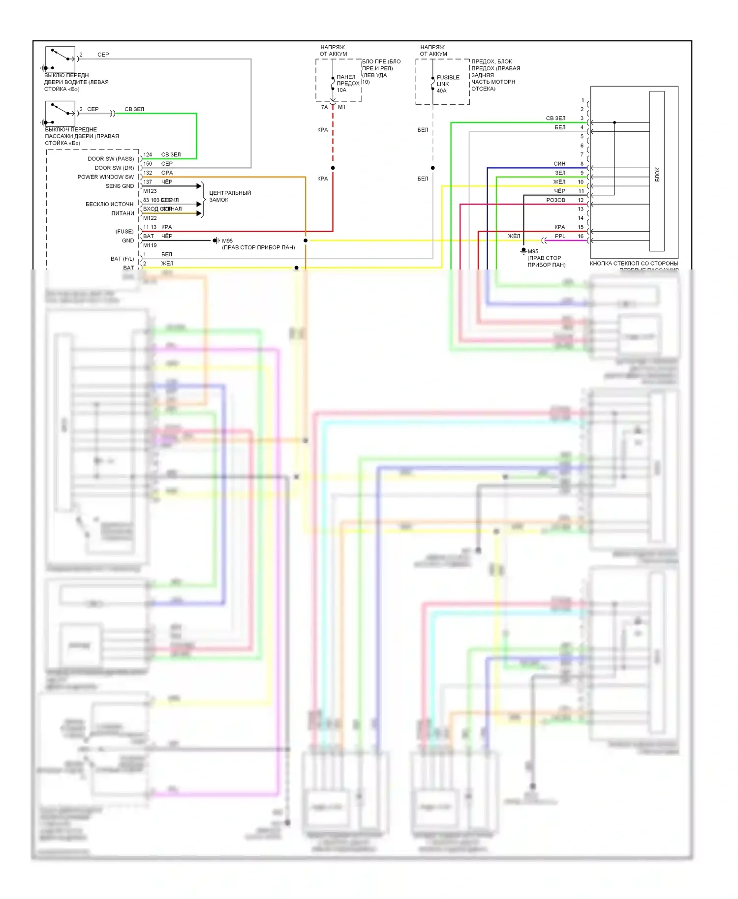 Стеклоподъемники — Электросхема стеклоподъемников с защитой от защемления со стороны водителя и пассажира — Электросхема стеклоподъемников с защитой от защемления со стороны водителя и пассажира. Infiniti FX50 II (2008-2012)
