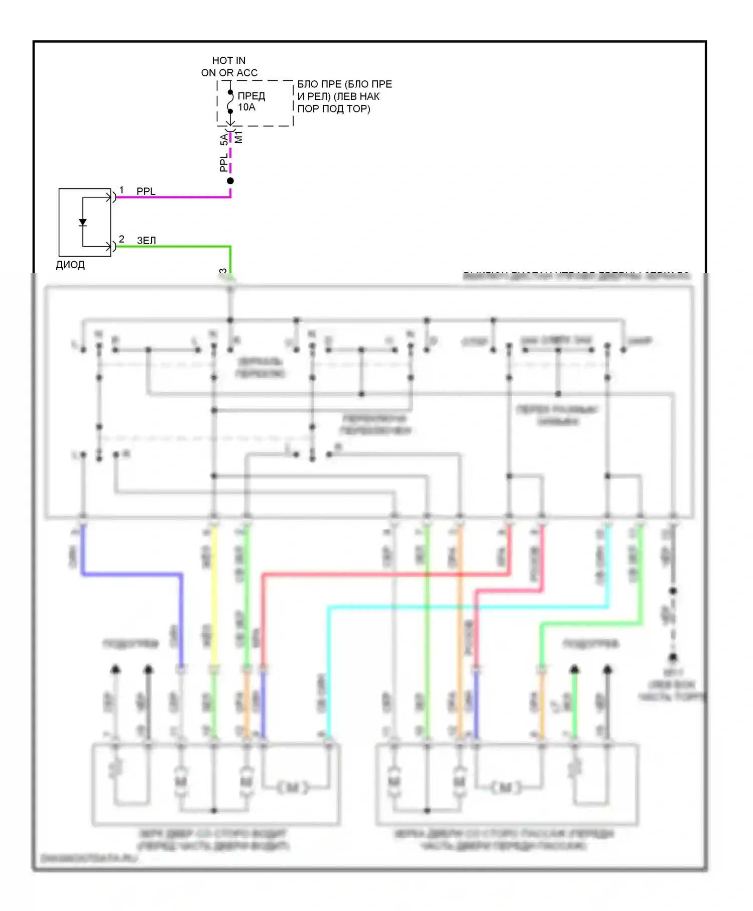 Управление зеркалами заднего вида — Электросхема управления зеркалами заднего вида — Электросхема управления зеркалами заднего вида. Infiniti FX50 II (2008-2012)