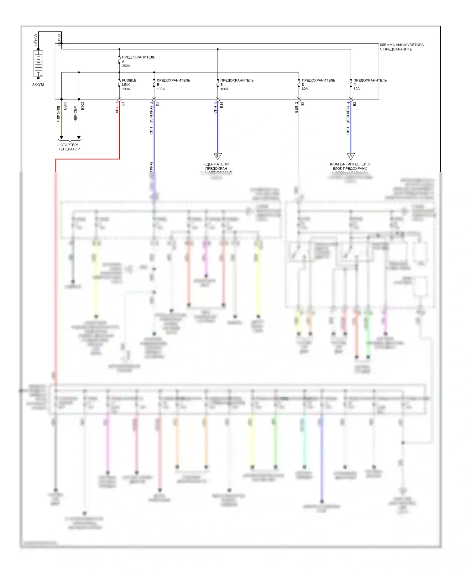 Блок предохранителей и реле — Электросхема блока предохранителей реле — Электросхема блока предохранителей реле (1 из 3). Infiniti M37 IV (2010-2014)