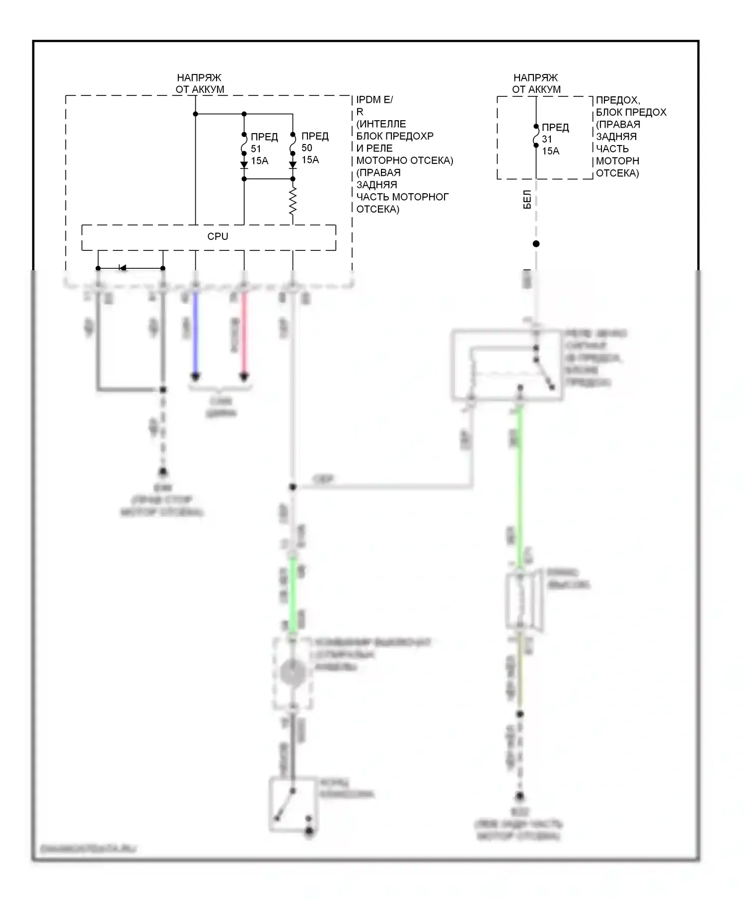 Клаксон — Электросхема клаксона — Электросхема клаксона. Infiniti M37 IV (2010-2014)