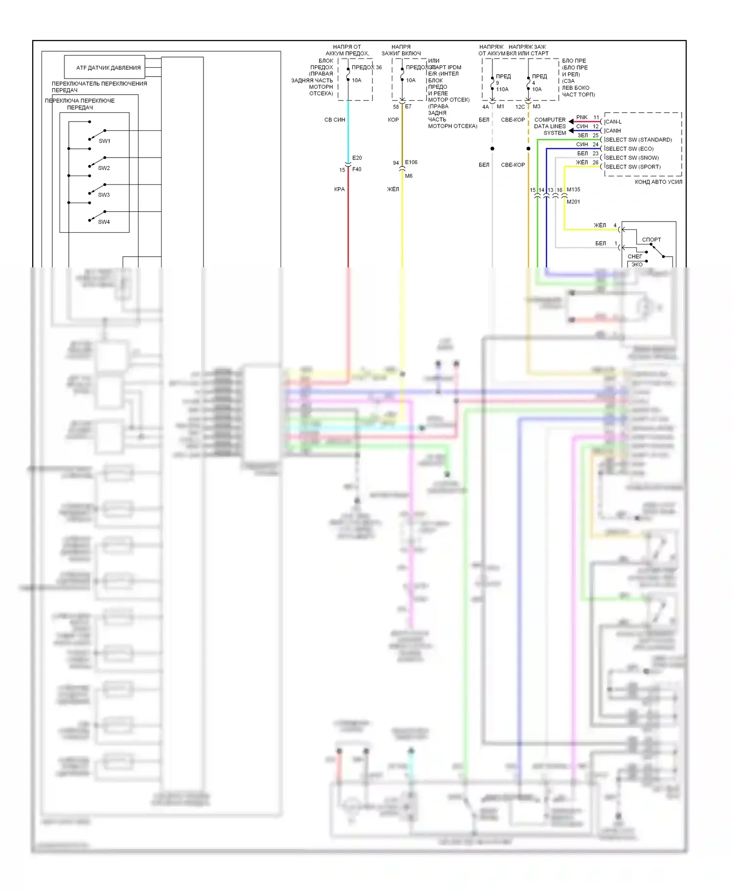 Коробка передач — Электросхема автоматической коробки передач — Электросхема автоматической коробки передач. Infiniti M37 IV (2010-2014)