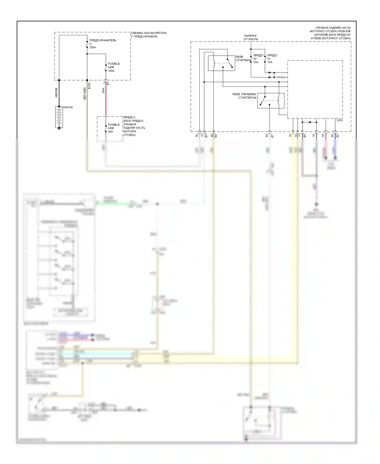 Стартер/генератор — Электросхема стартера — Электросхема стартера. Infiniti M37 IV (2010-2014)