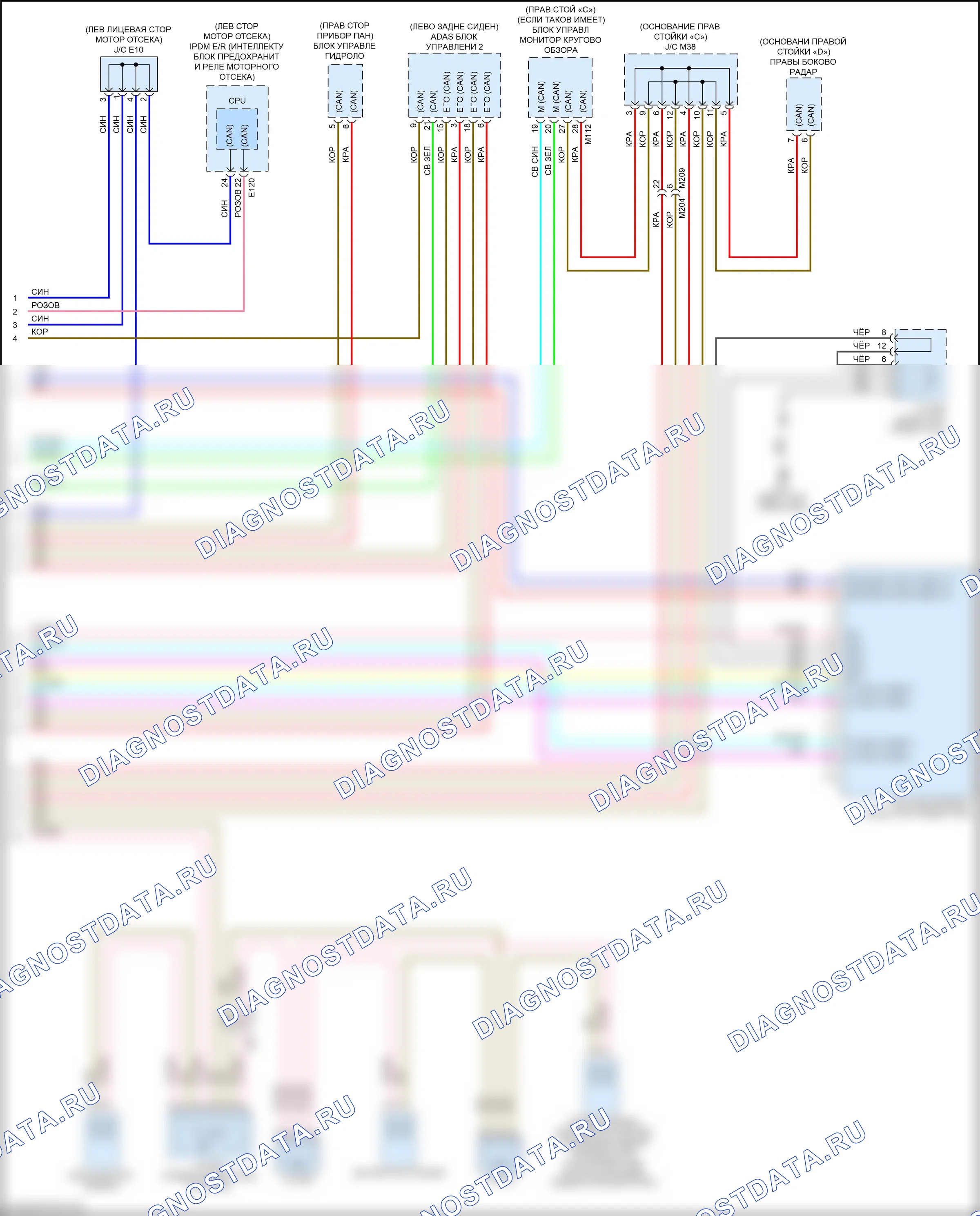 Can шина — Электросхема компьютерной линии данных, без помощи propilot — Электросхема компьютерной линии данных, без помощи propilot (6 из 6). Infiniti QX50 II (2017-2024)