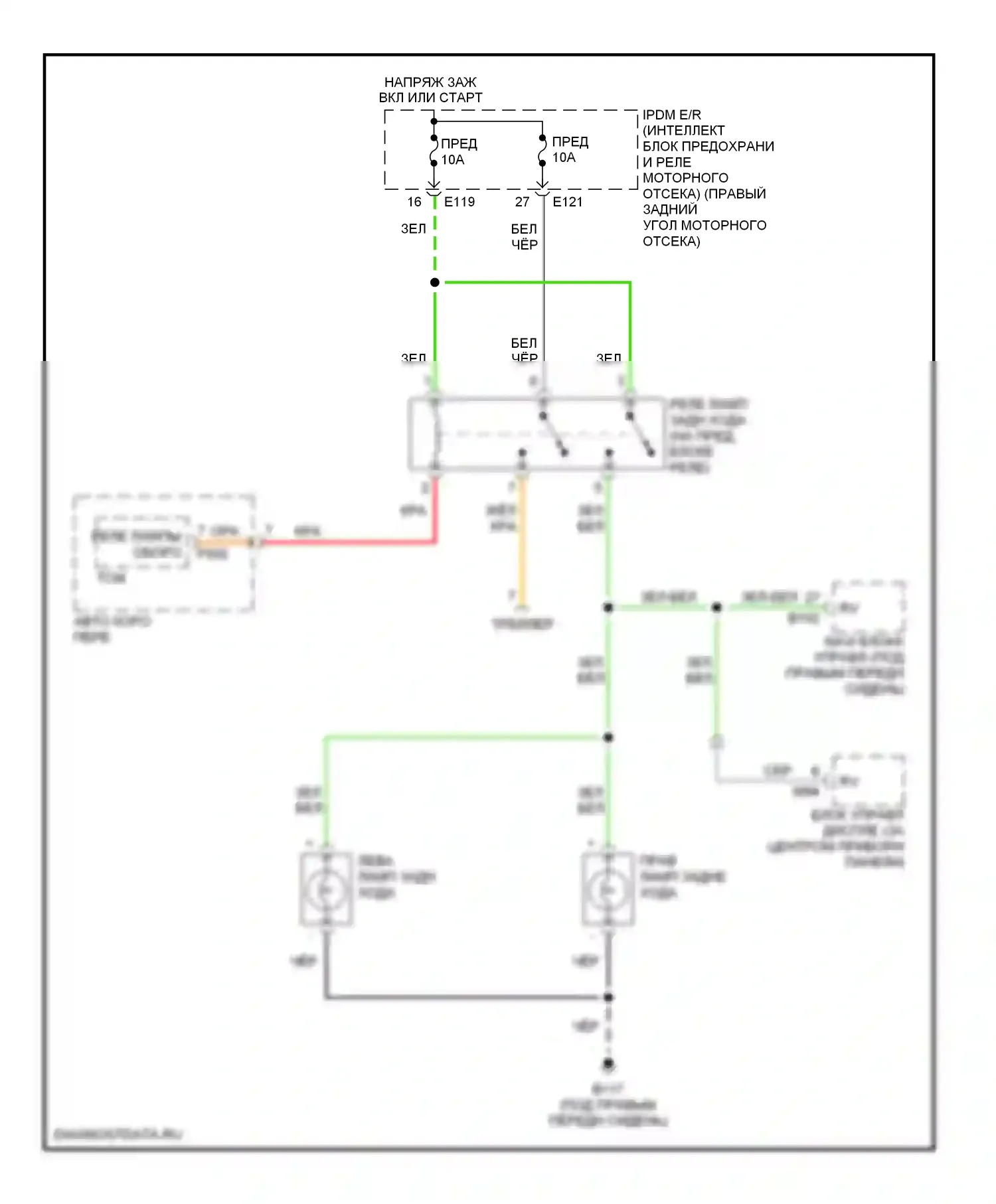 Фары и фонари — Электросхема фонарей заднего хода — Электросхема фонарей заднего хода. Infiniti QX56 I (2004-2007)