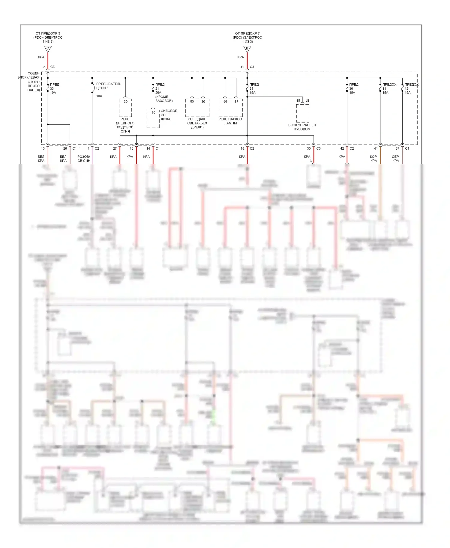 Блок предохранителей и реле — Электросхема блока предохранителей реле — Электросхема блока предохранителей реле (3 из 3). Jeep Liberty I (2001-2007)