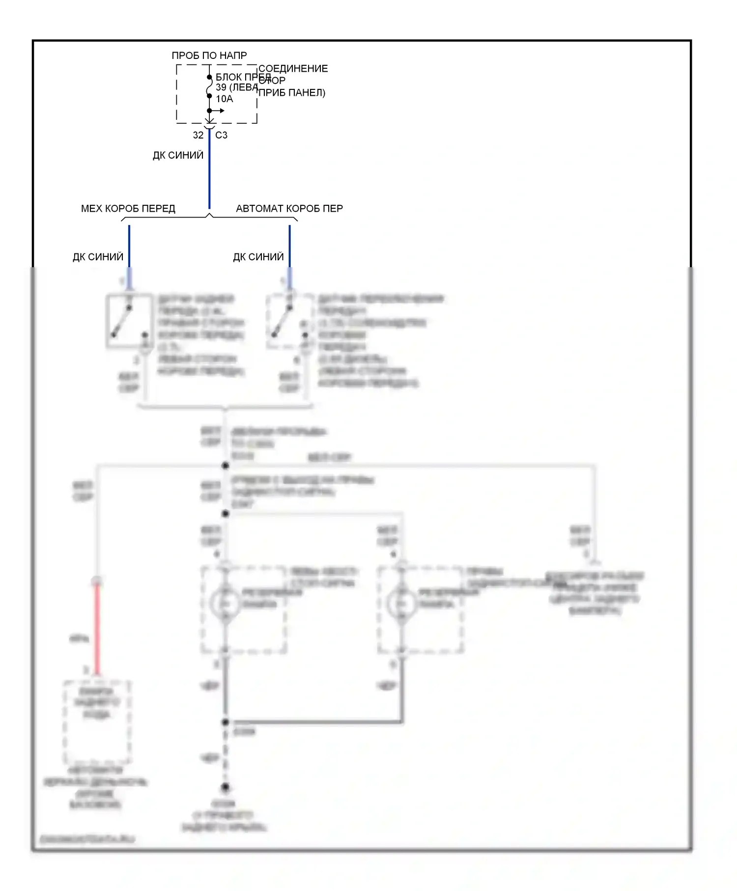 Фары и фонари — Электросхема фонарей заднего хода — Электросхема фонарей заднего хода. Jeep Liberty I (2001-2007)
