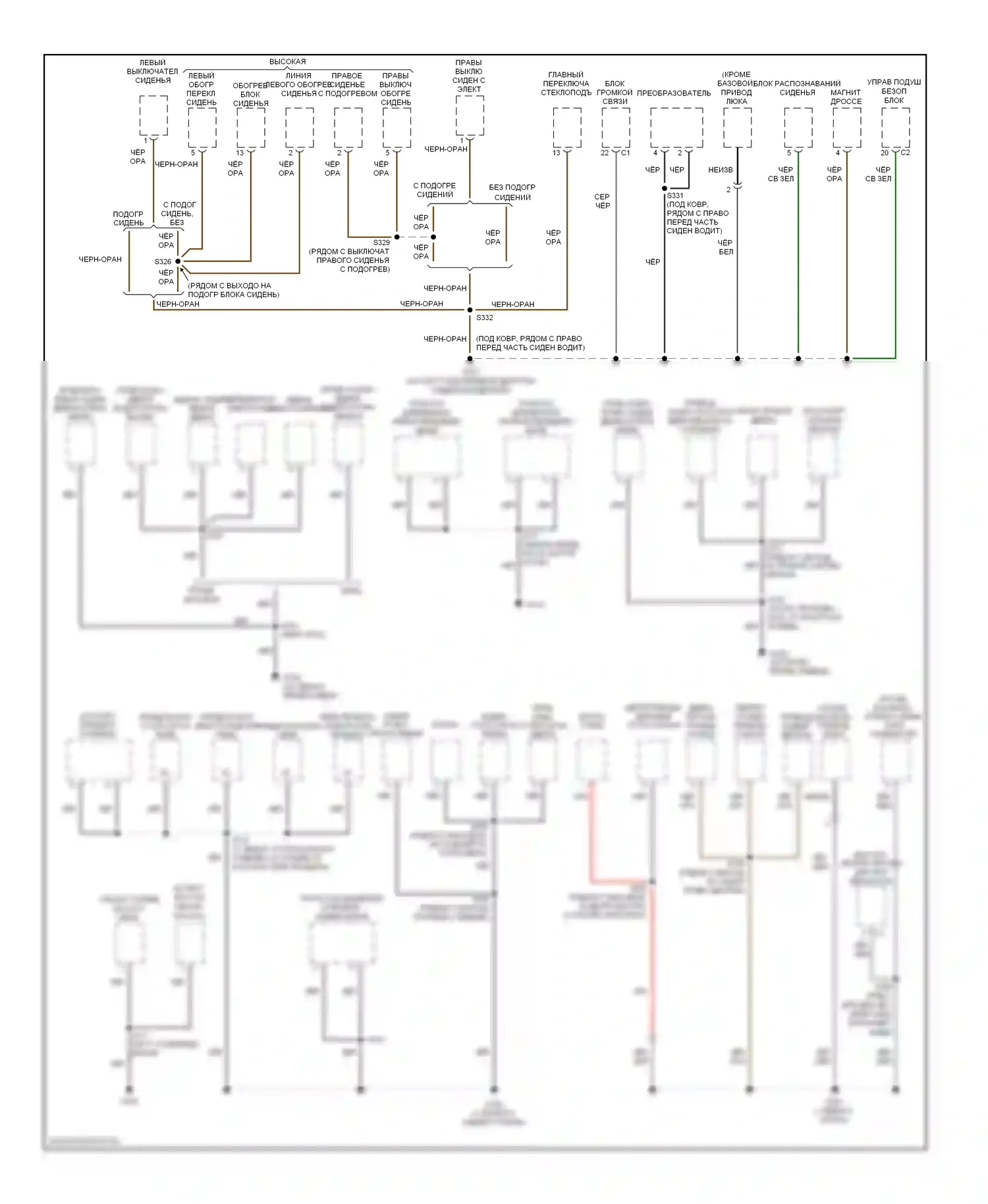 Точки подключения масс — Электросхема разводки массы — Электросхема разводки массы (2 из 2). Jeep Liberty I (2001-2007)