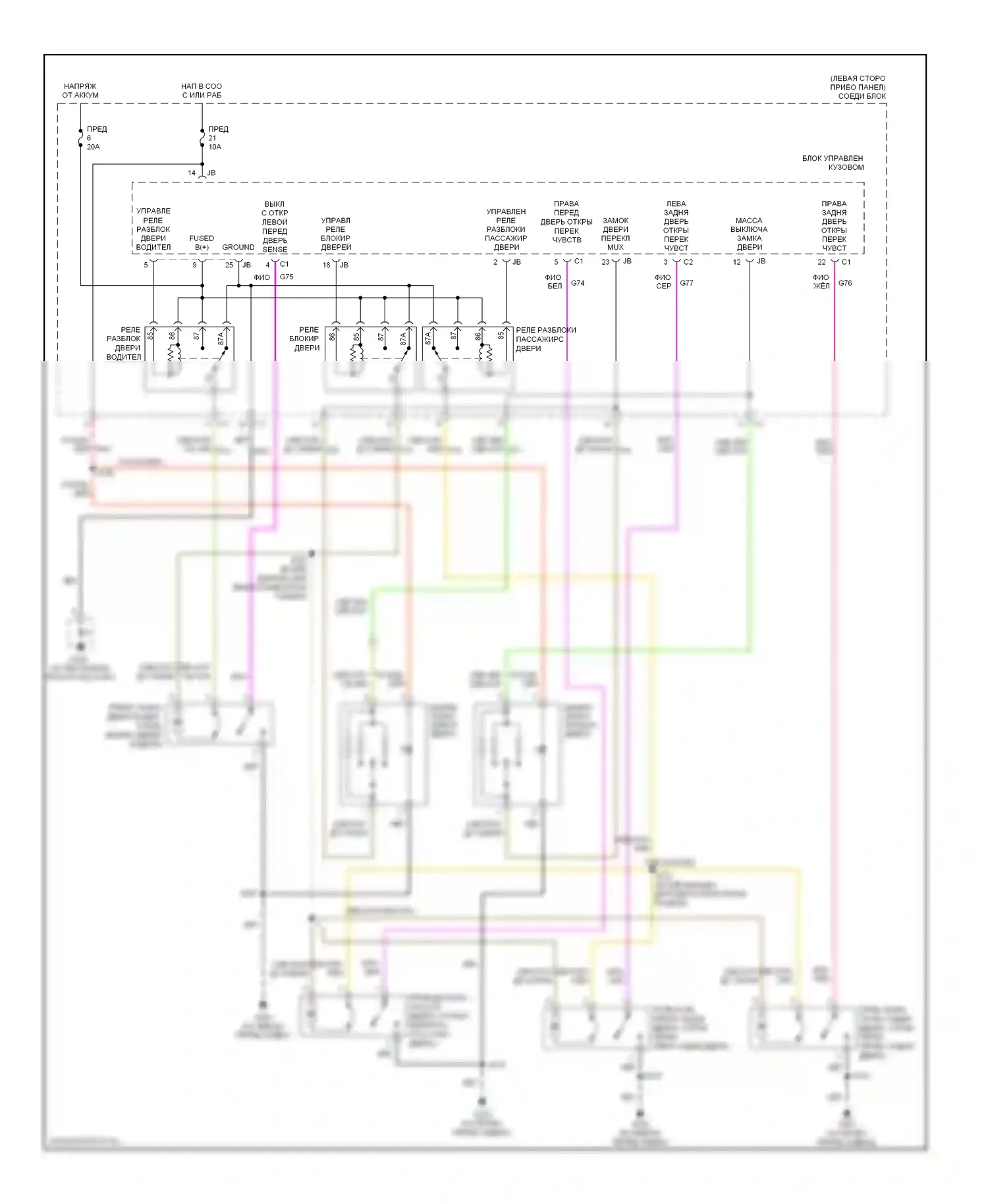 Центральный замок — Электросхема центрального замка — Электросхема центрального замка (1 из 2). Jeep Liberty I (2001-2007)