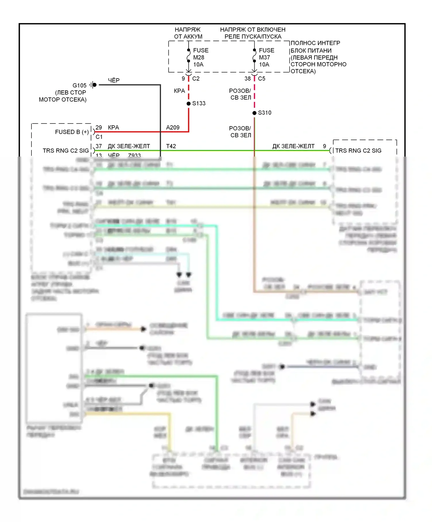 Блокировка селектора — Электросхема блокировки селектора — Электросхема блокировки селектора. Jeep Liberty II (2007-2012)