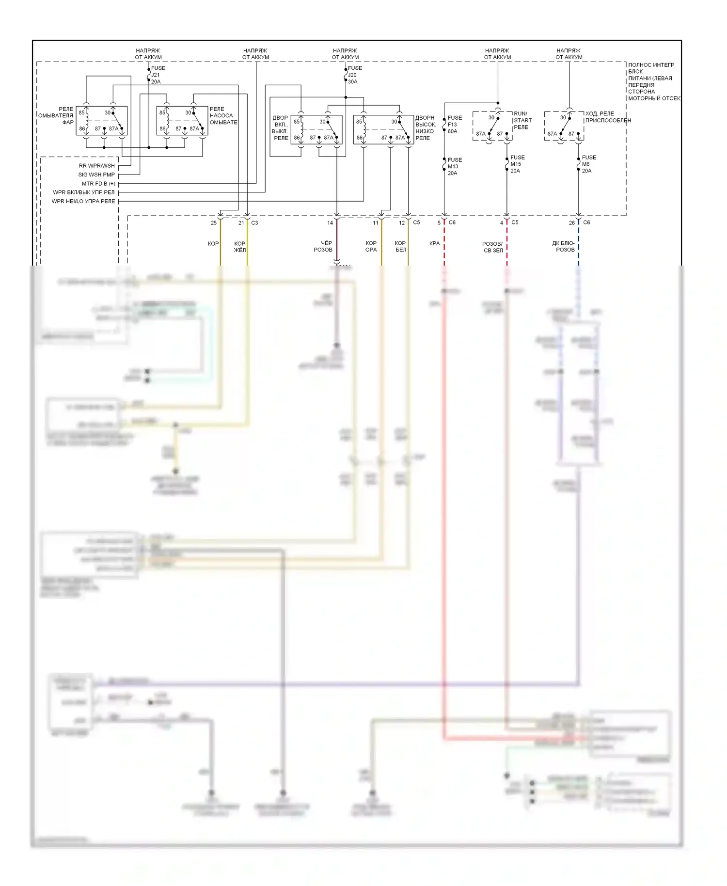 Дворники и омыватели — Электросхема передних дворников и омывателей — Электросхема передних дворников и омывателей. Jeep Liberty II (2007-2012)