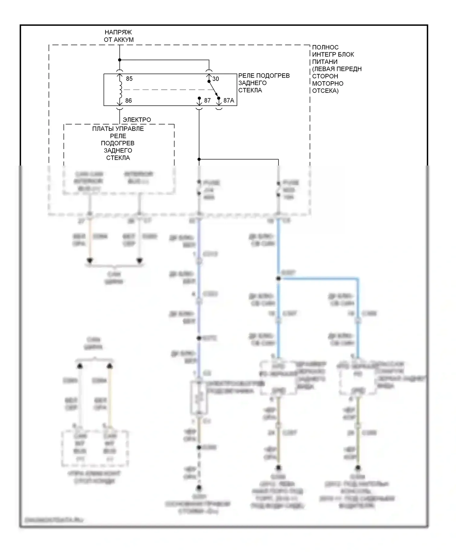 Подогрев стекол — Электросхема подогрева стекол — Электросхема подогрева стекол. Jeep Liberty II (2007-2012)