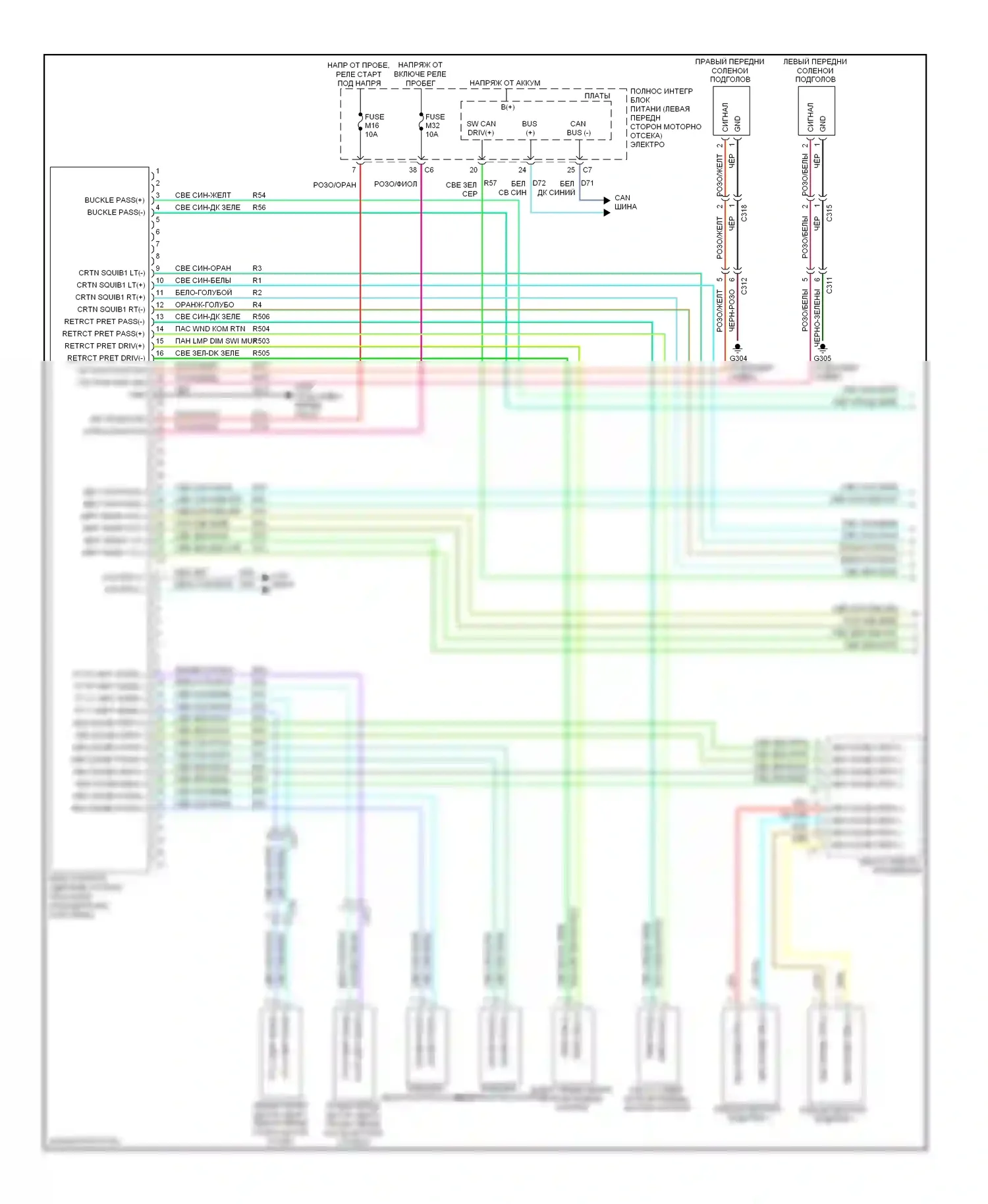 Подушки безопасности — Электросхема подушек безопасности — Электросхема подушек безопасности (1 из 2). Jeep Liberty II (2007-2012)