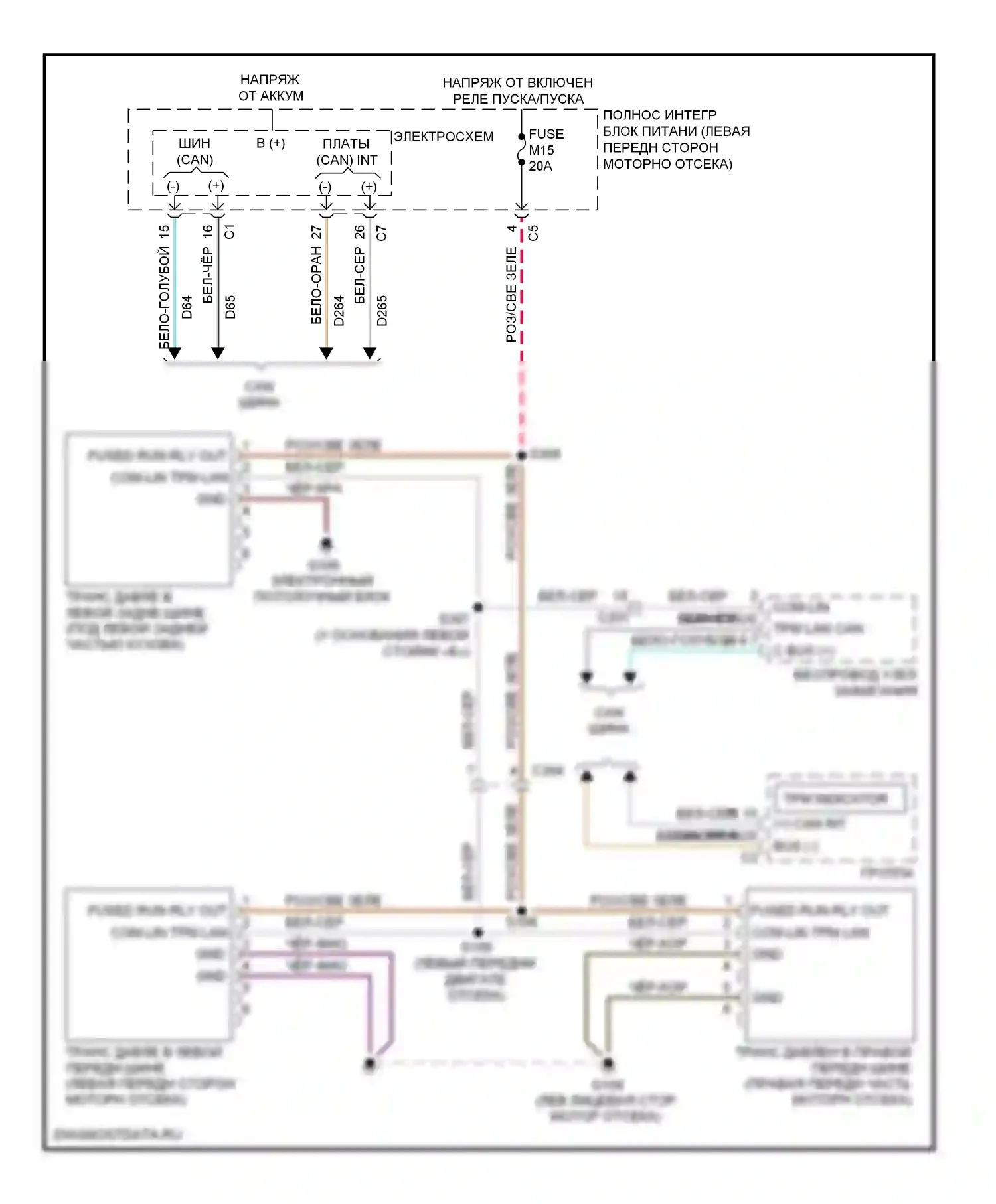 Предупреждение — Электросхема контроля давления в шинах — Электросхема контроля давления в шинах. Jeep Liberty II (2007-2012)