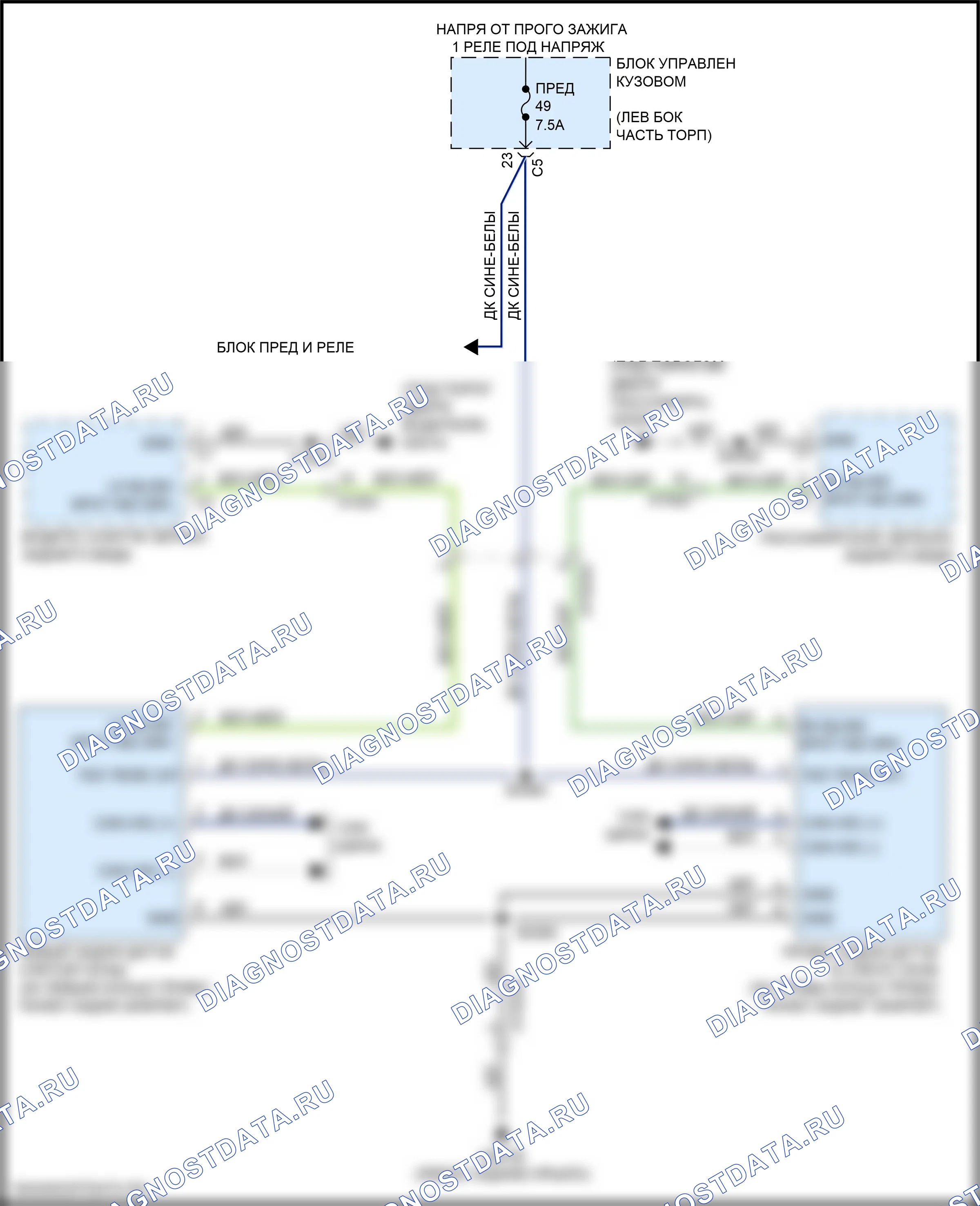 Системы помощи водителю — Электросхема мониторинга в слепой зоне — Электросхема мониторинга в слепой зоне. Jeep Renegade I рестайлинг (2018-2024)