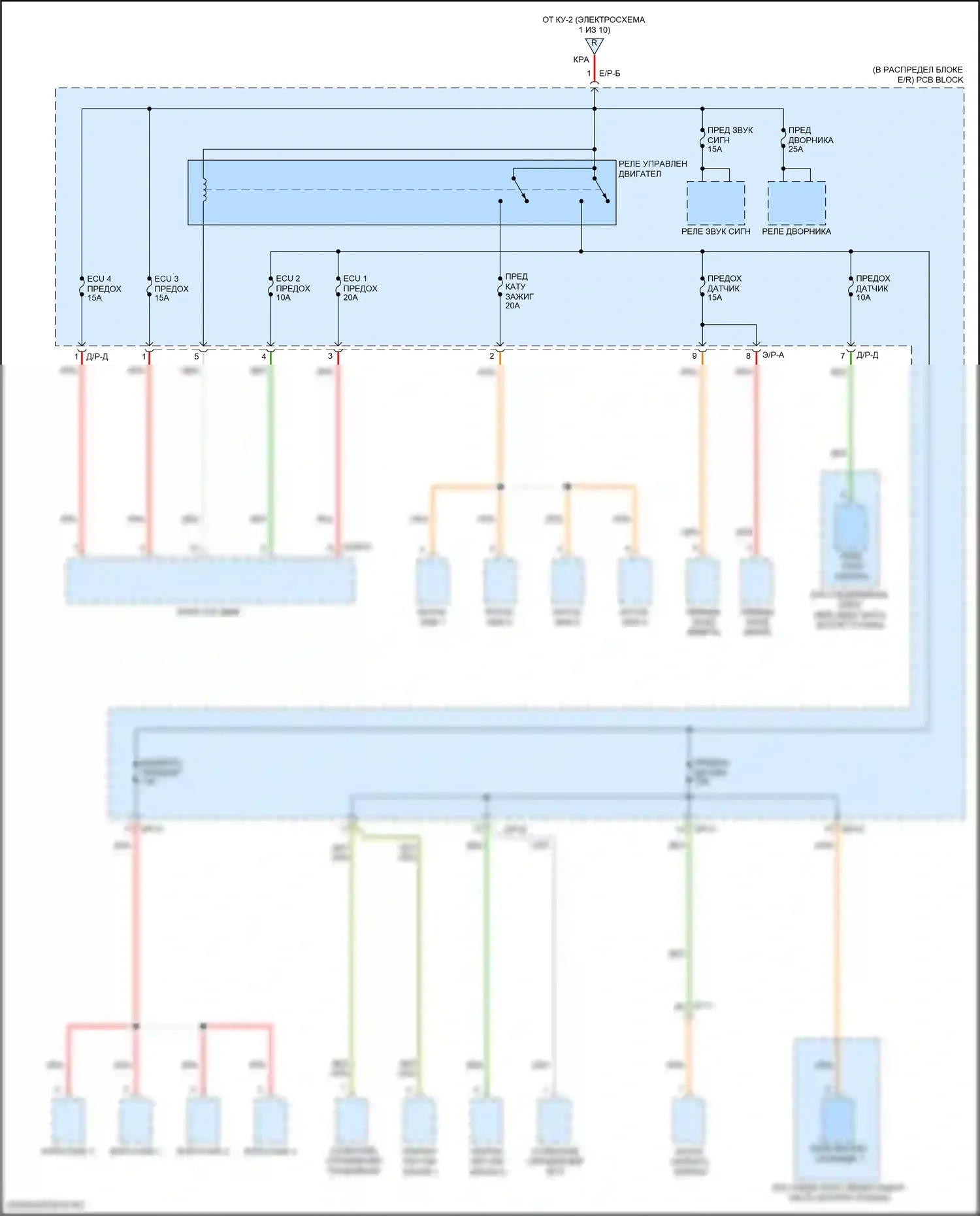 Блок предохранителей и реле 1,6л турбо — 1.6л турбо, электросхема блока предохранителей реле — 1.6л турбо, электросхема блока предохранителей реле (10 из 10). Kia Forte III рестайлинг (2021-2024)