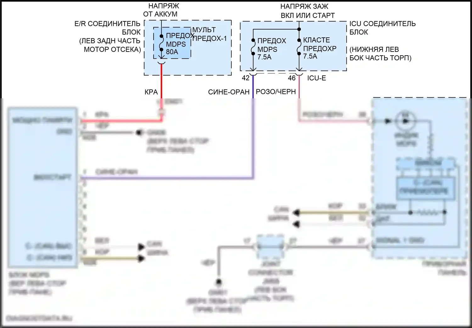 Электроусилитель руля — Электросхема электроусилителя руля — Электросхема электроусилителя руля. Kia Forte III рестайлинг (2021-2024)