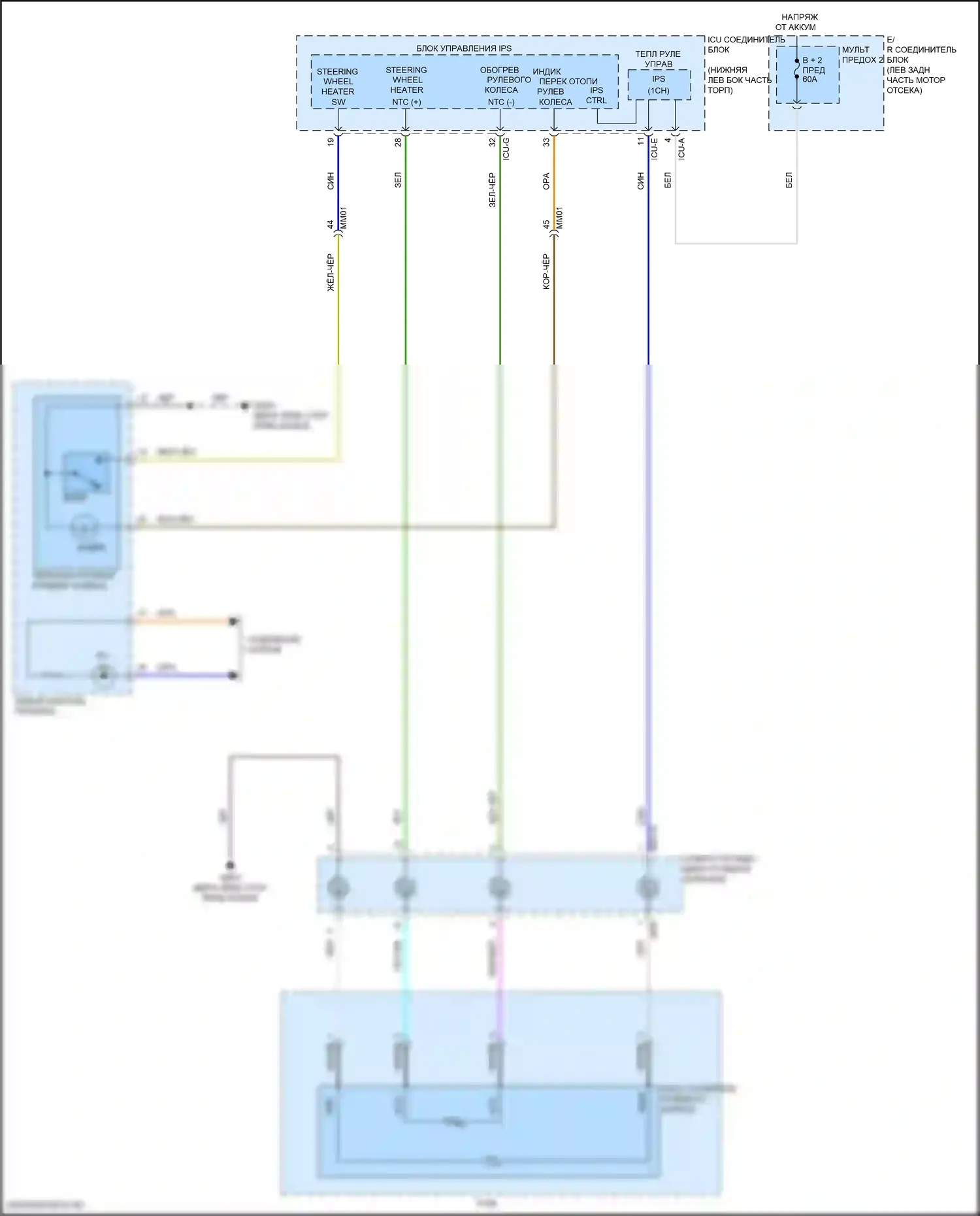 Сиденья — Электросхема рулевого колеса с подогревом — Электросхема рулевого колеса с подогревом. Kia Forte III рестайлинг (2021-2024)