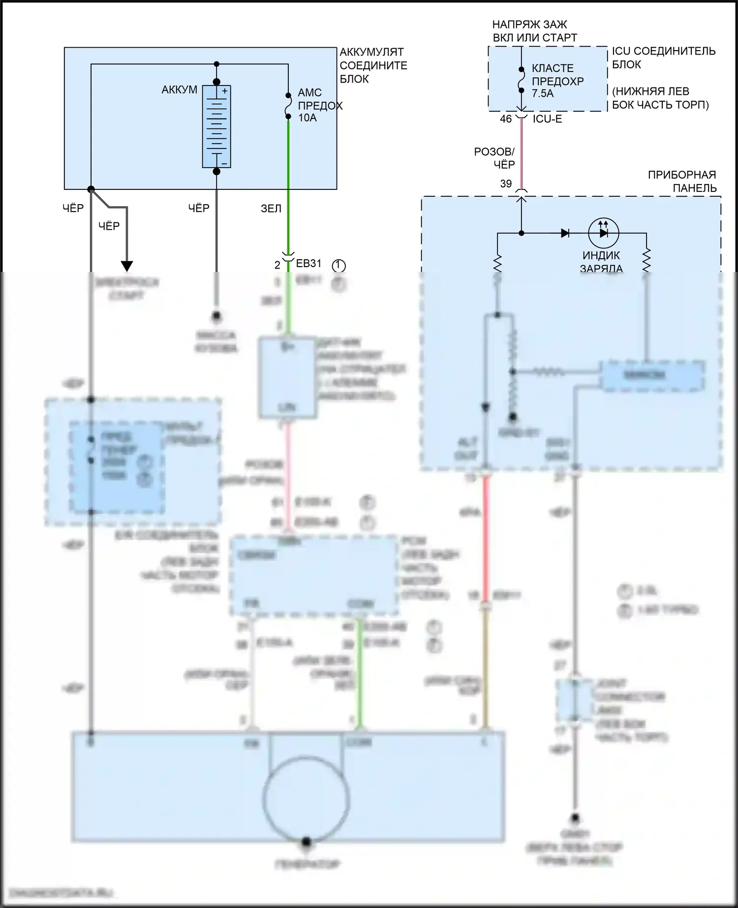Стартер/генератор 1.6л турбо — 1,6л турбо, электросхема генератора — 1,6л турбо, электросхема генератора. Kia Forte III рестайлинг (2021-2024)