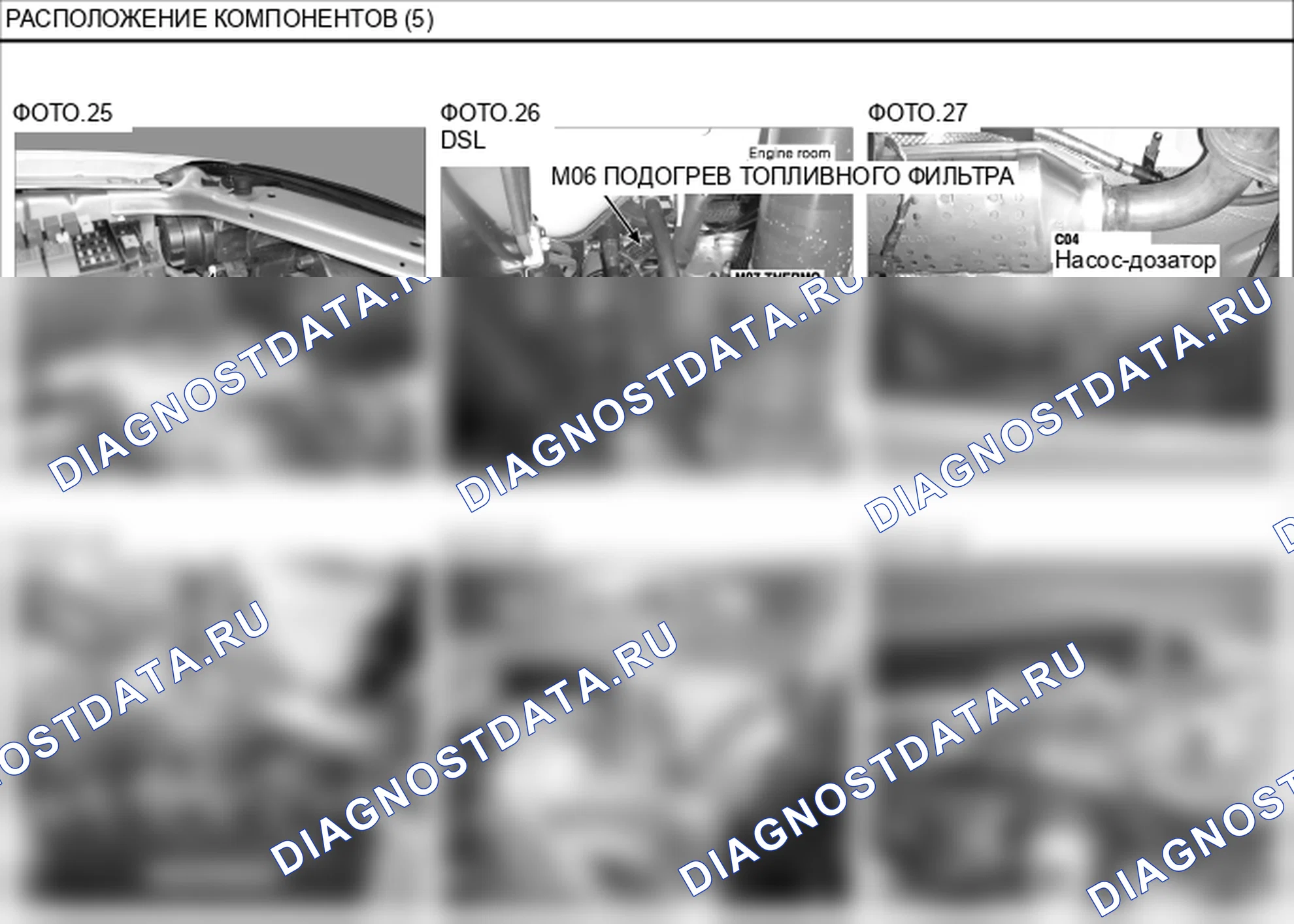 Расположение компонентов — Электросхема расположения компонентов — Электросхема расположения компонентов, Схема 5 из 19. Kia Sorento BL (2002-2009)