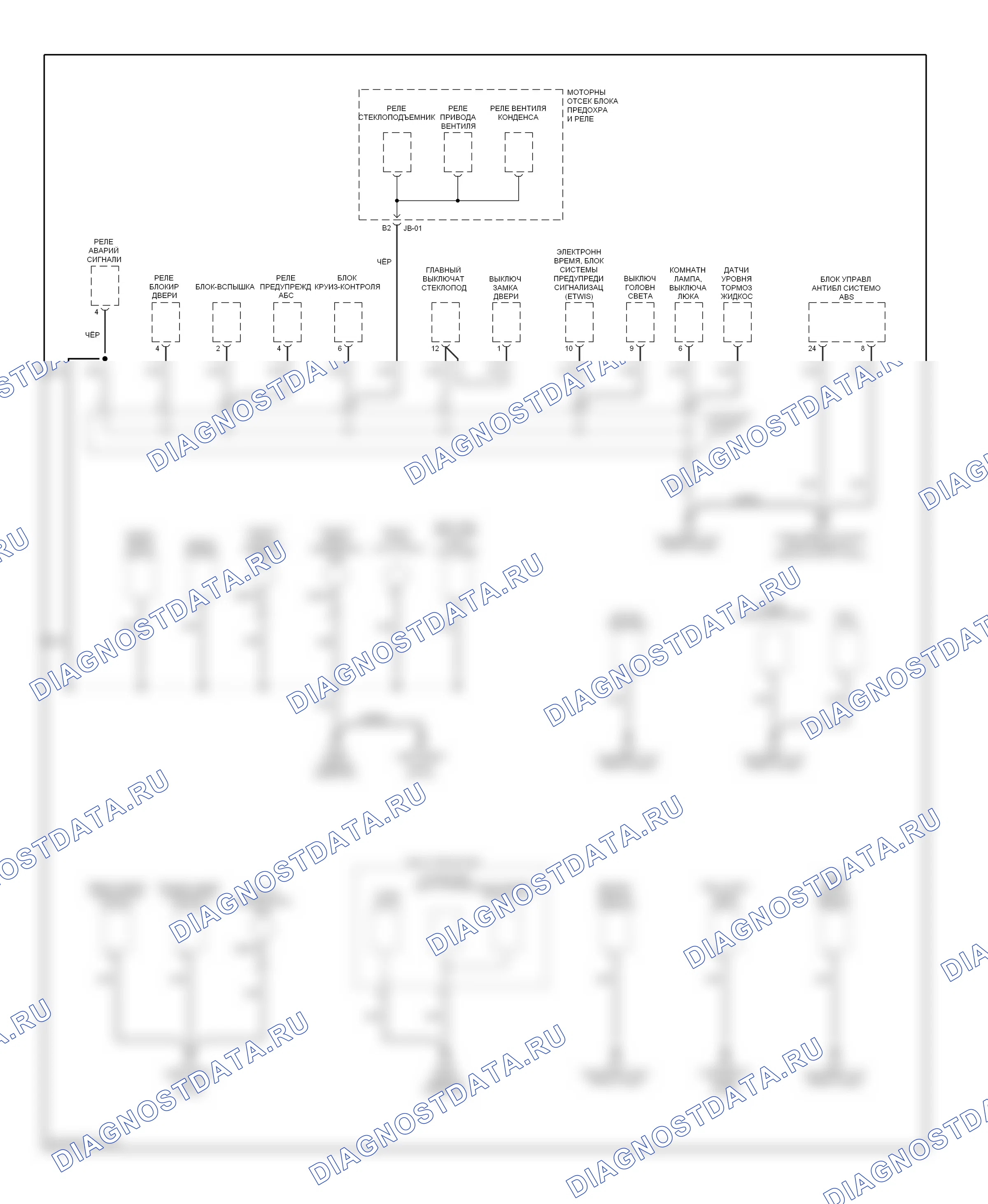 Точки подключения масс — Электросхема разводки массы — Электросхема разводки массы (2 из 2). Kia Spectra I (2000-2001)