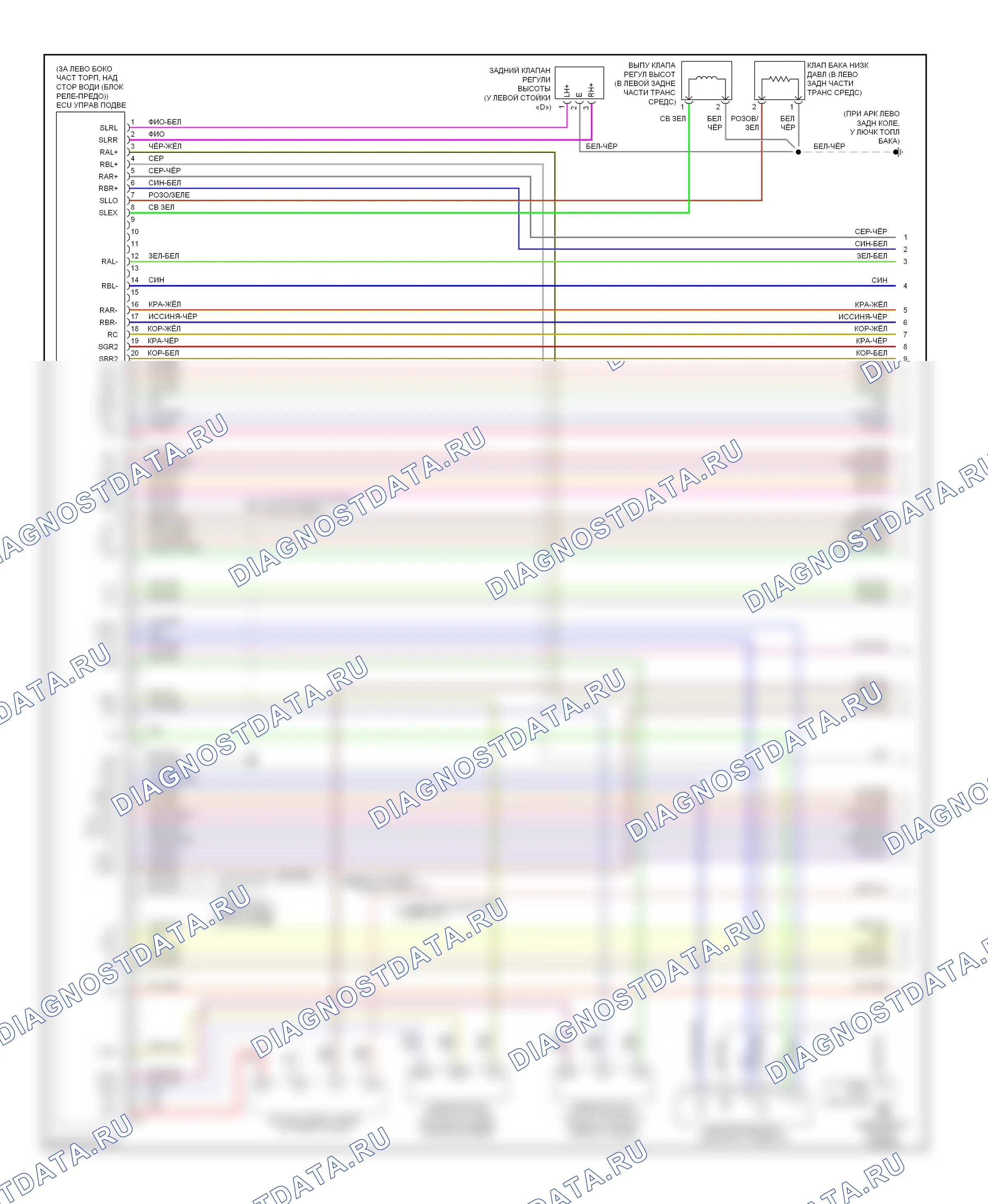 Электронная подвеска — Электрическая электросхема пневмоподвески — Электрическая электросхема пневмоподвески (1 из 3). Lexus GX J120 (2002-2009)
