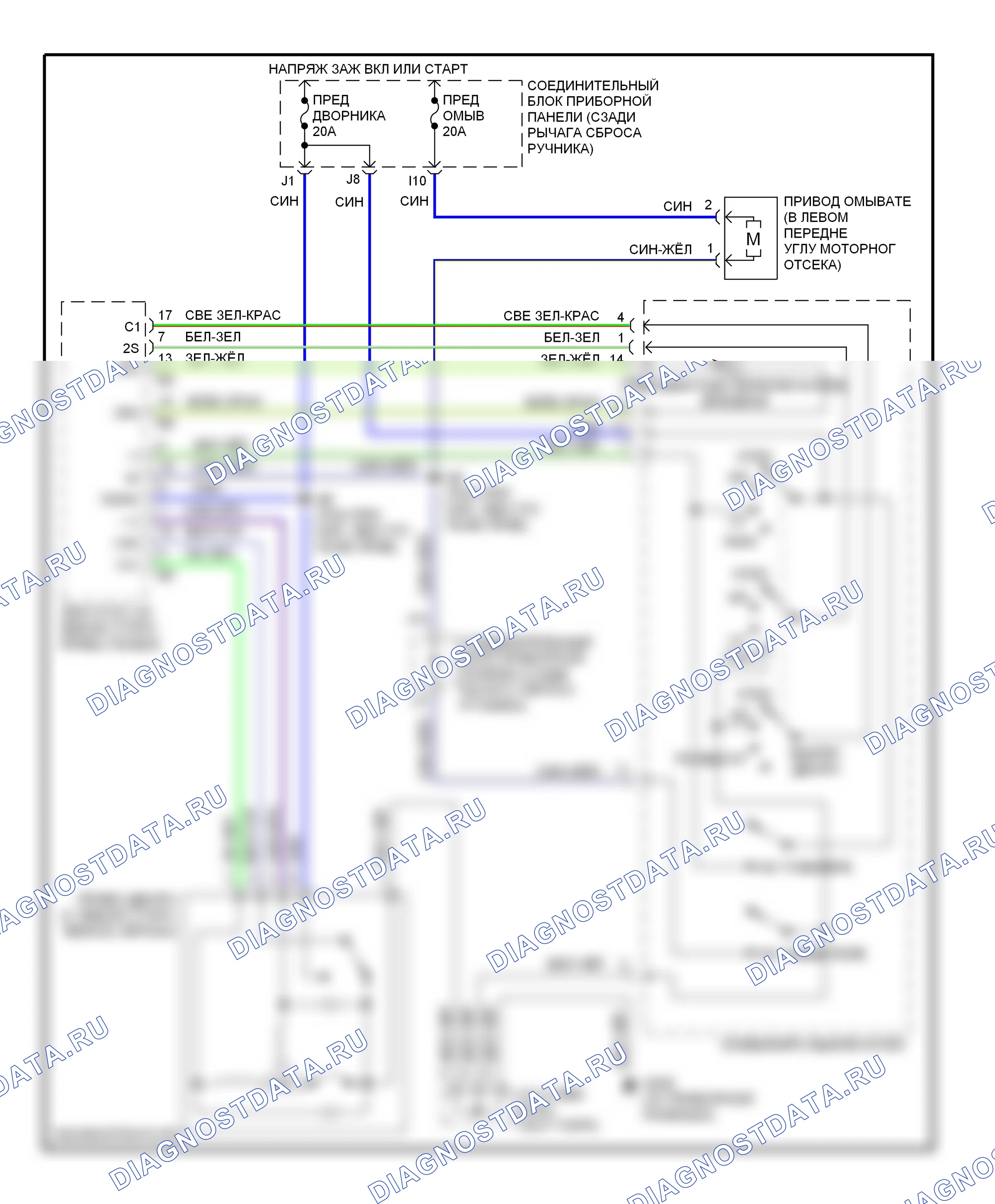 Дворники и омыватели — Дворники и омыватели электросхема — Дворники и омыватели электросхема. Lexus LS II (1994-2000)