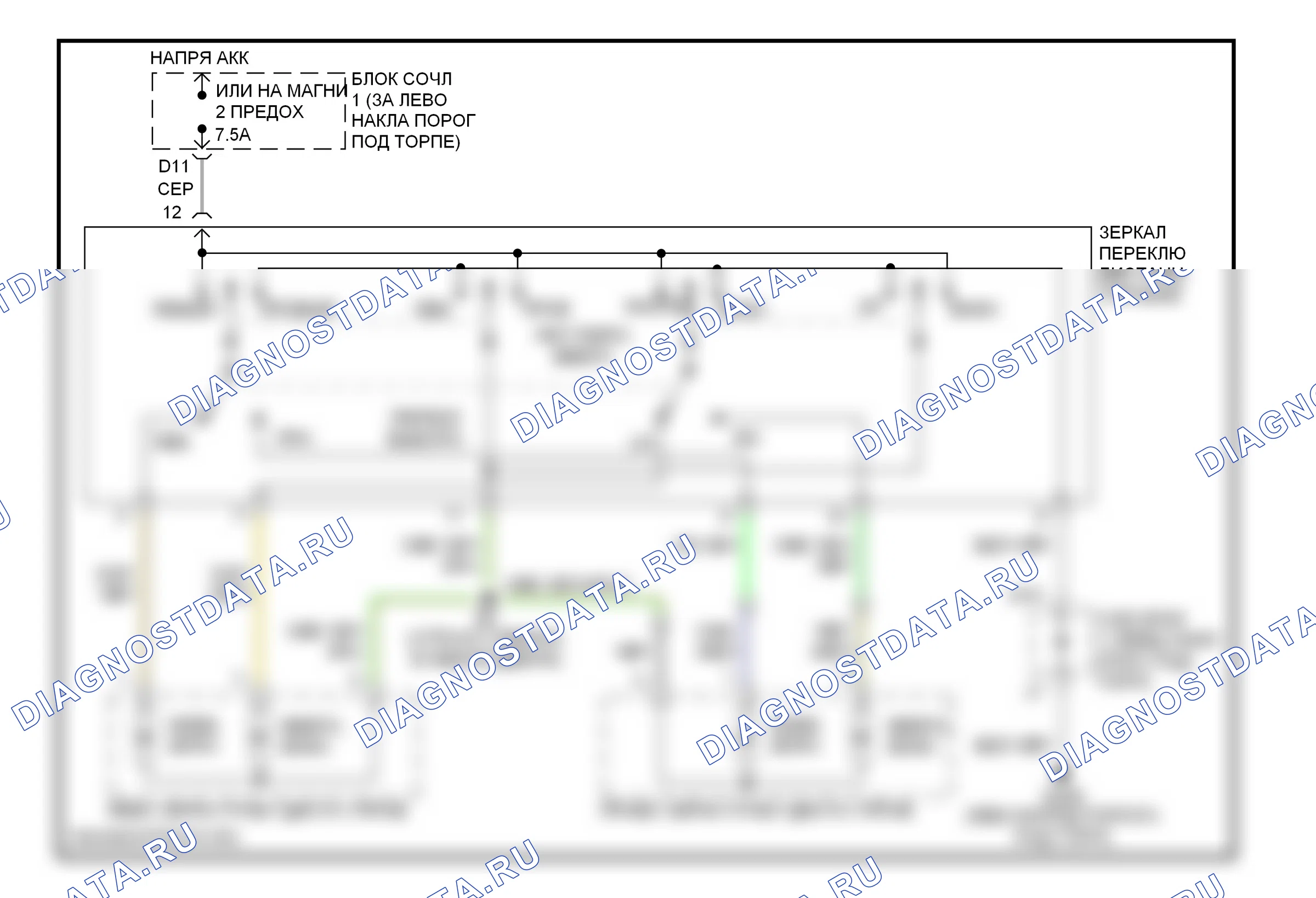 Управление зеркалами заднего вида — Электросхема управления зеркалами заднего вида — Электросхема управления зеркалами заднего вида. Lexus SC I (1991-2001)