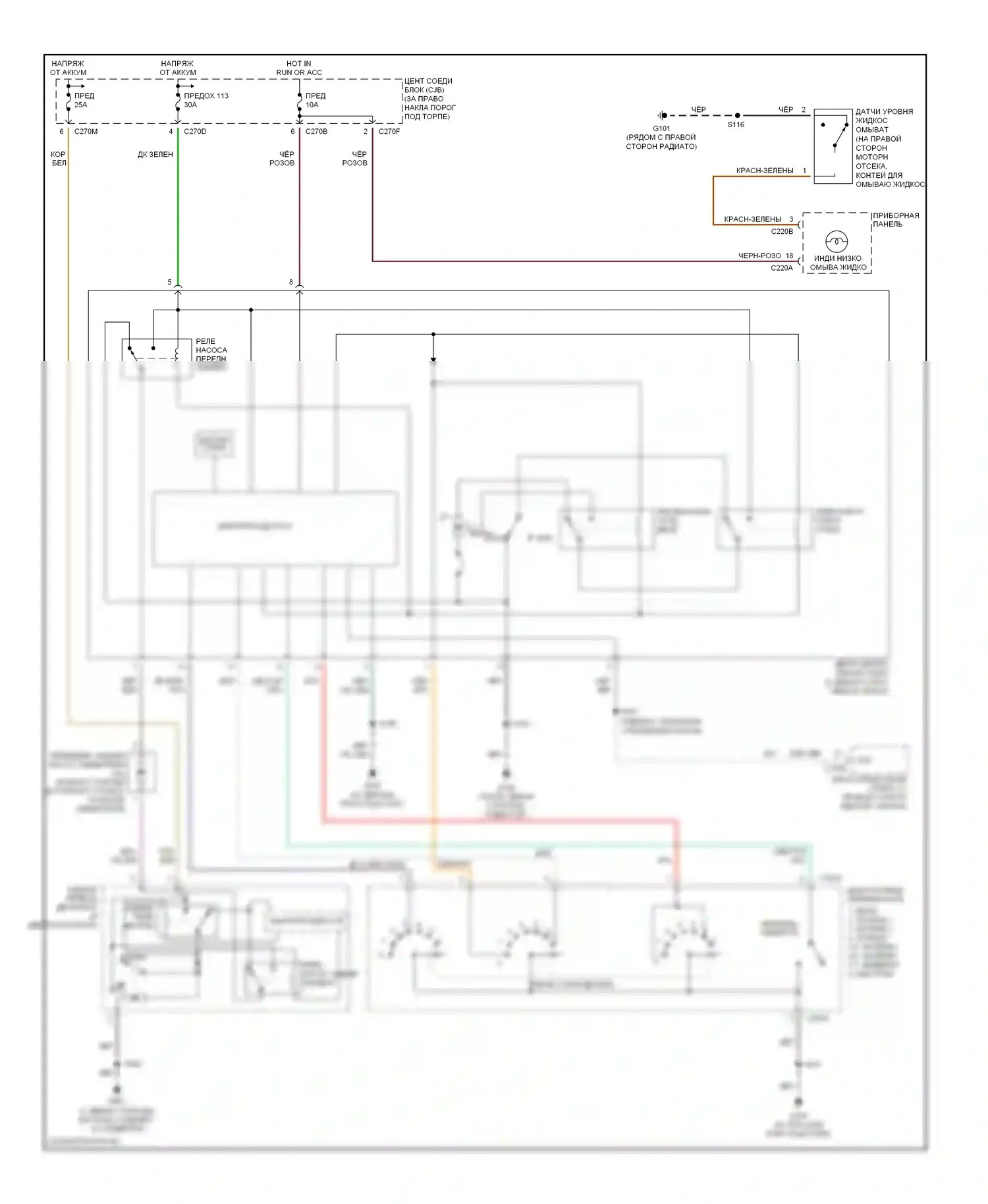 Дворники и омыватели — Электросхема передних дворников и омывателей — Электросхема передних дворников и омывателей. Lincoln Navigator II (2002-2006)