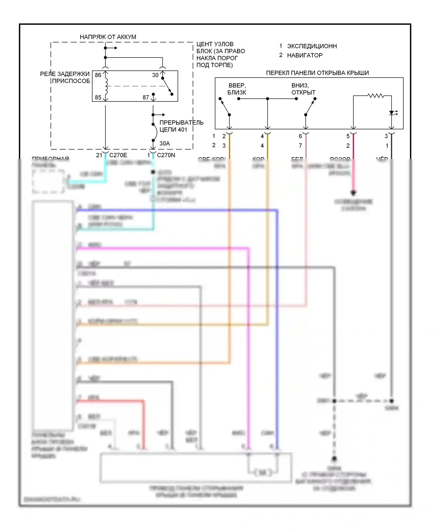 Складная крыша/люк — Электросхема складной крыши/люка — Электросхема складной крыши/люка. Lincoln Navigator II (2002-2006)