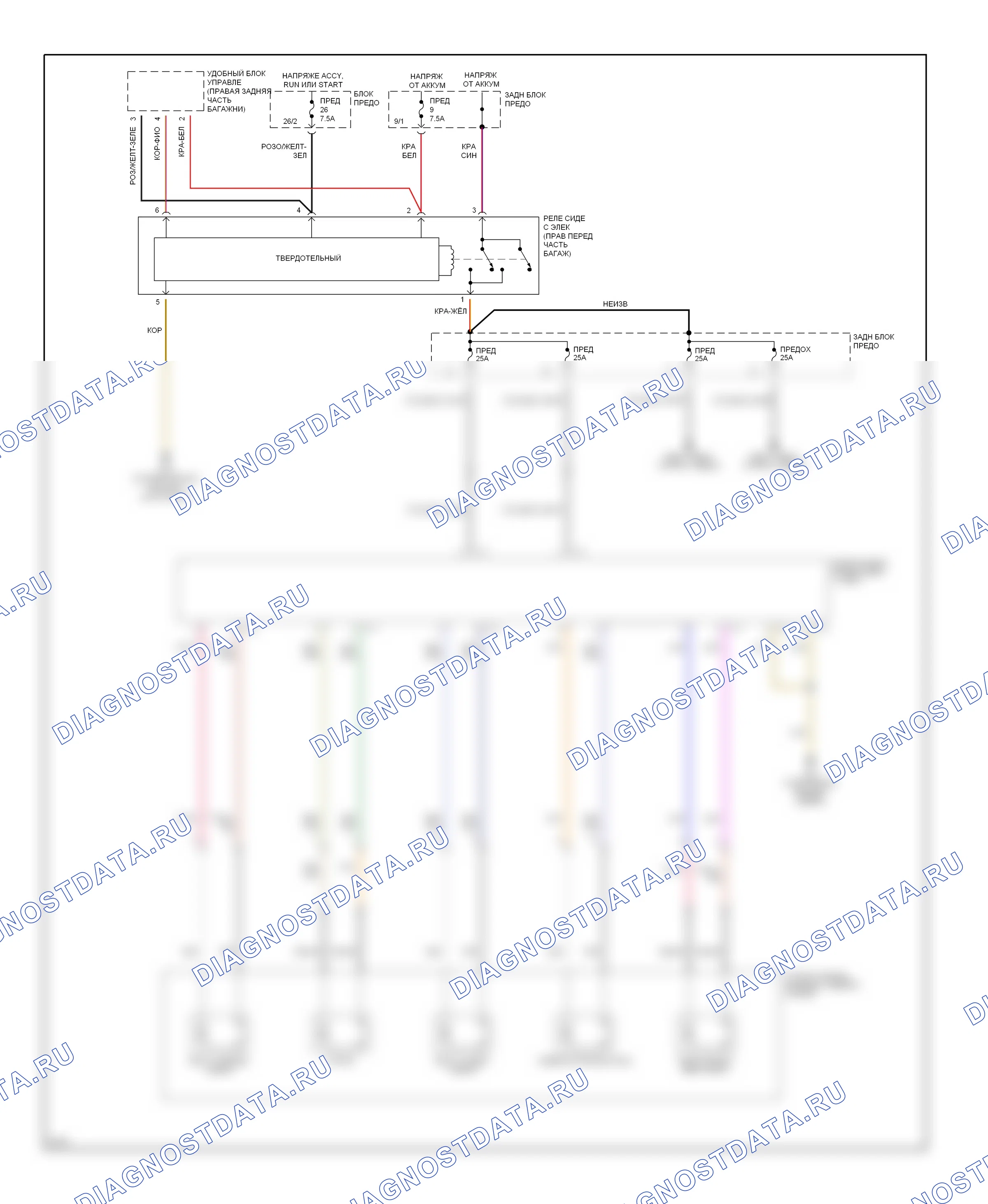 Сиденья — Электросхема правого сиденья — Электросхема правого сиденья. Mercedes-Benz C-класс AMG W202 (1994-1997)