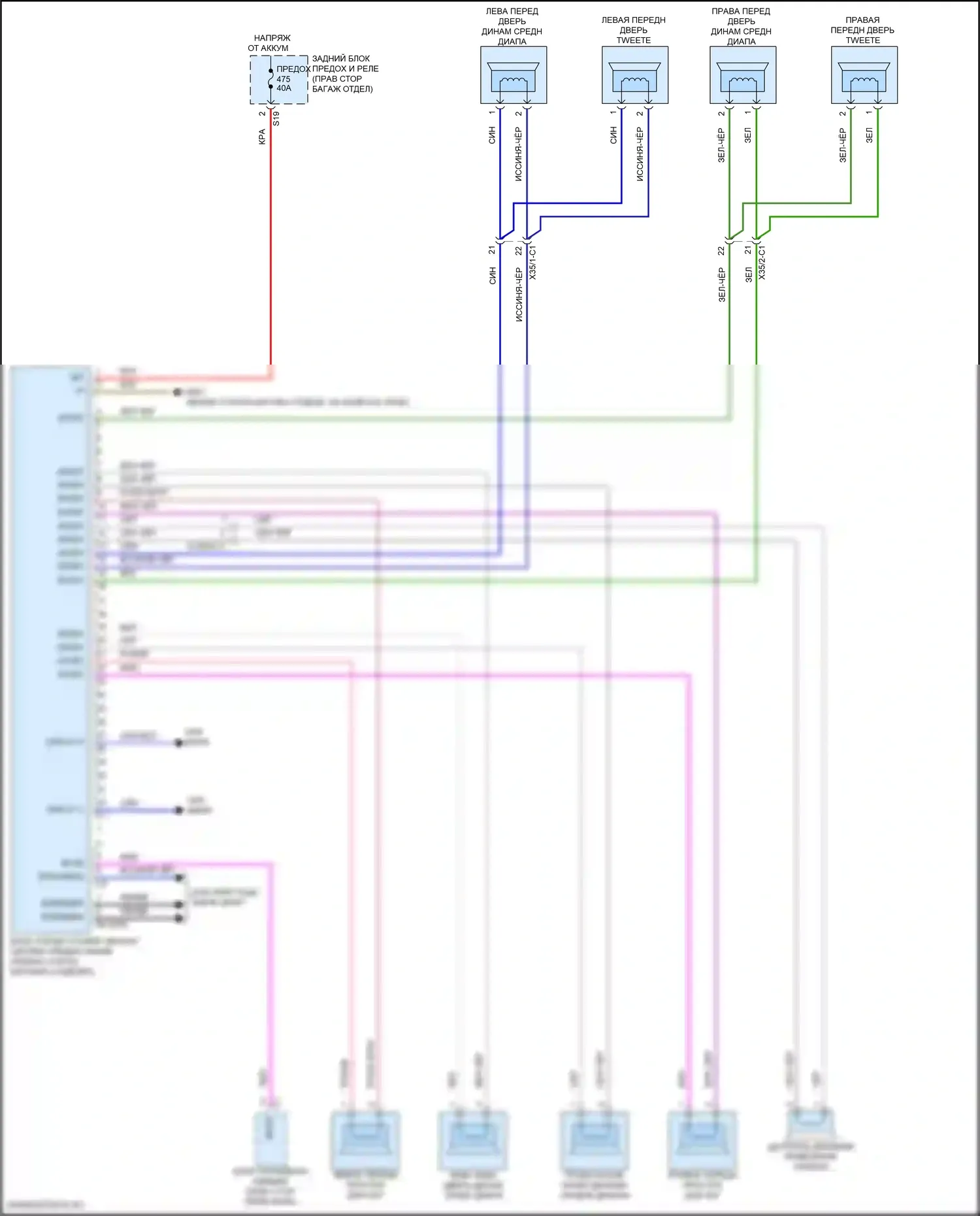 Магнитола — Электросхема усилителя звука, купе со звуком средней линии — Электросхема усилителя звука, купе со звуком средней линии. Mercedes-Benz E-класс All-Terrain S213 рестайлинг (2020-2024)