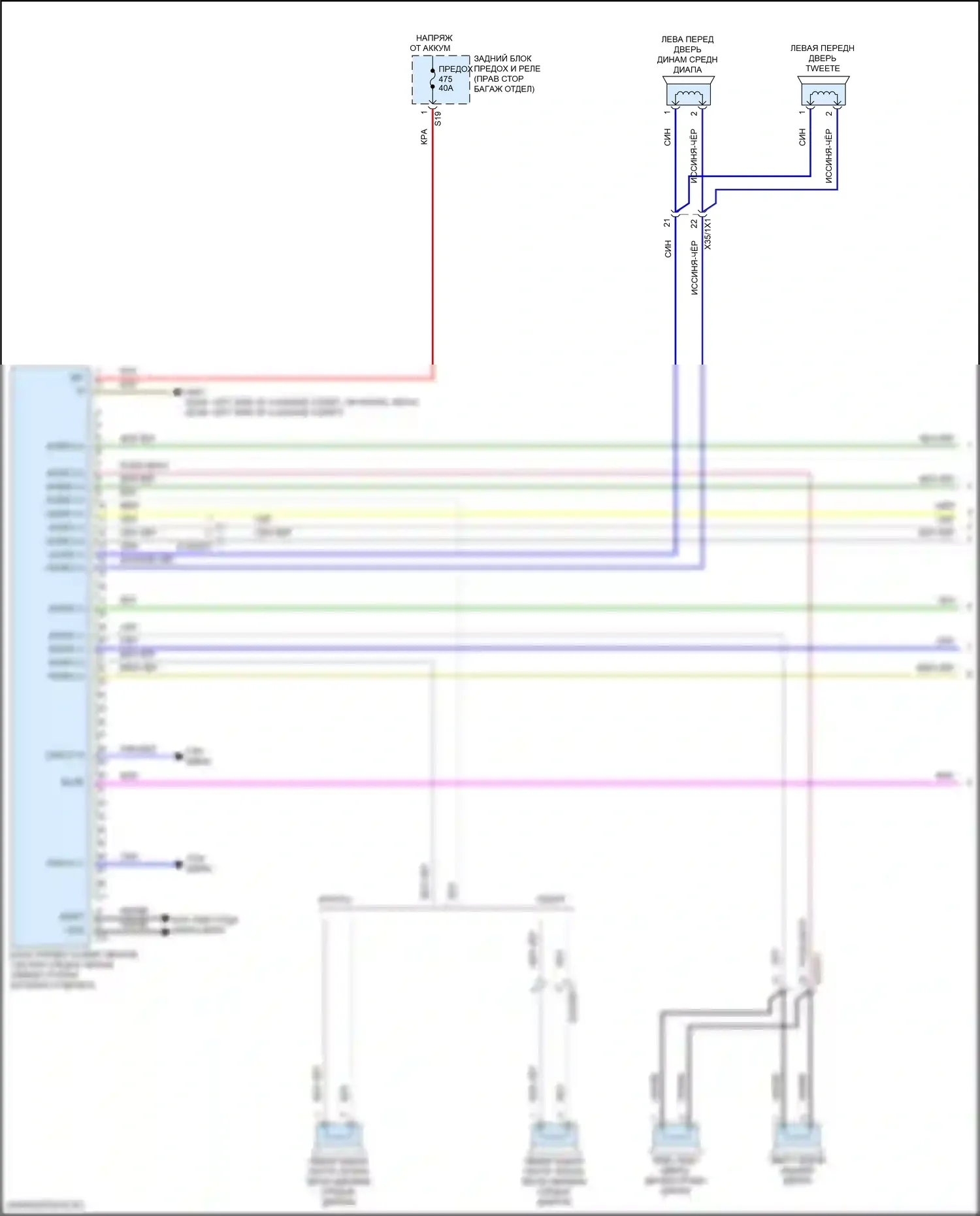 Магнитола — Электросхема усилителя звука, вагон со средней звуковой системой — Электросхема усилителя звука, вагон со средней звуковой системой (1 из 2). Mercedes-Benz E-класс All-Terrain S213 рестайлинг (2020-2024)