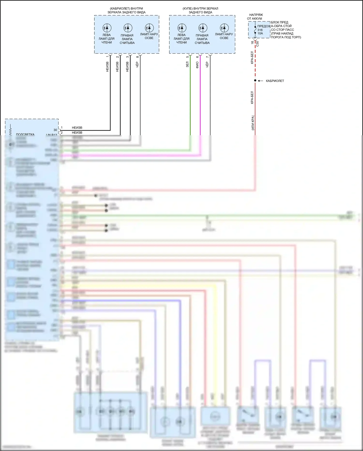 Освещение салона — Электросхема освещения салона, кабриолет — Электросхема освещения салона, кабриолет (1 из 6). Mercedes-Benz E-класс All-Terrain S213 рестайлинг (2020-2024)