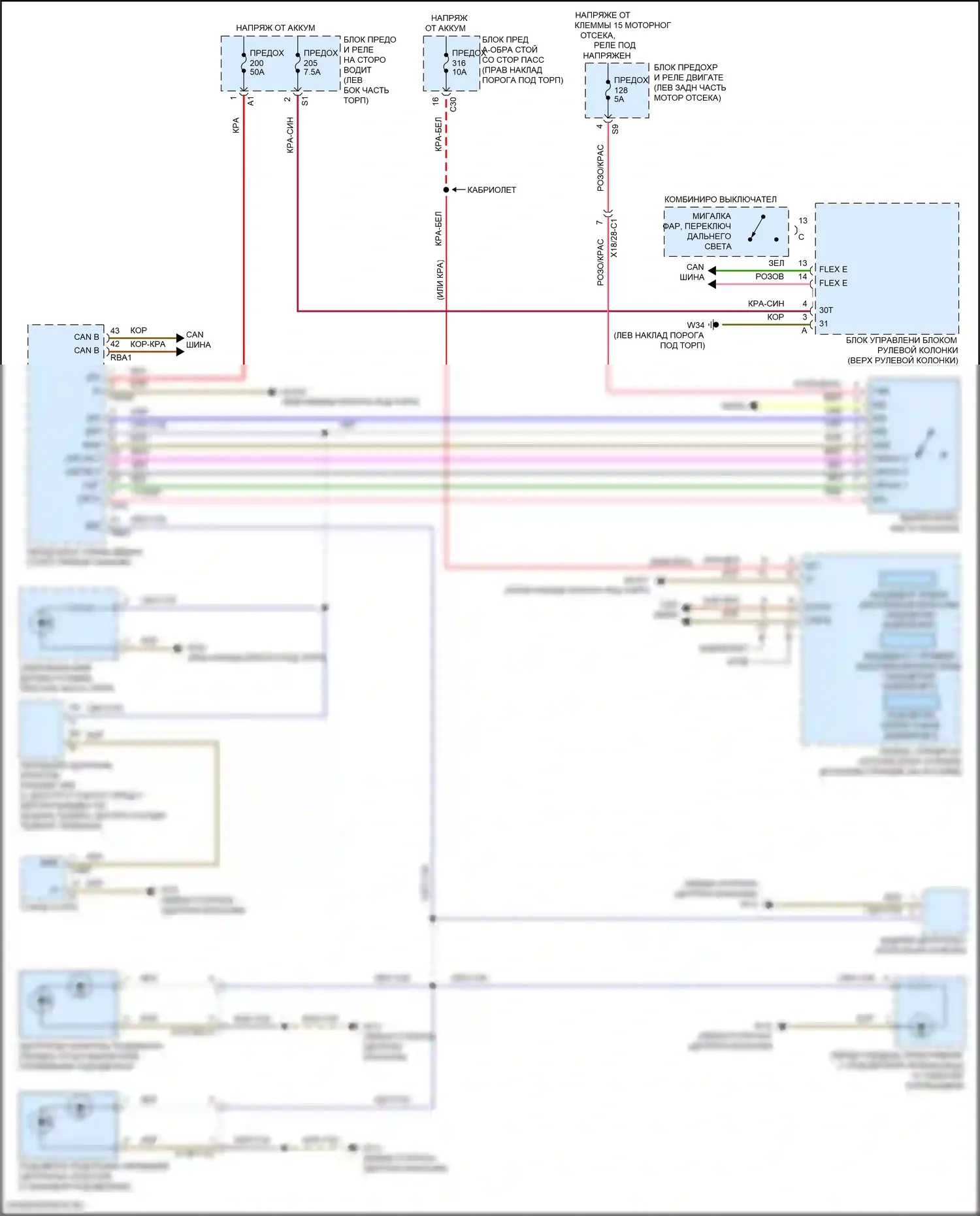 Освещение салона — Электросхема подсветки приборной панели, кабриолет — Электросхема подсветки приборной панели, кабриолет (1 из 2). Mercedes-Benz E-класс All-Terrain S213 рестайлинг (2020-2024)