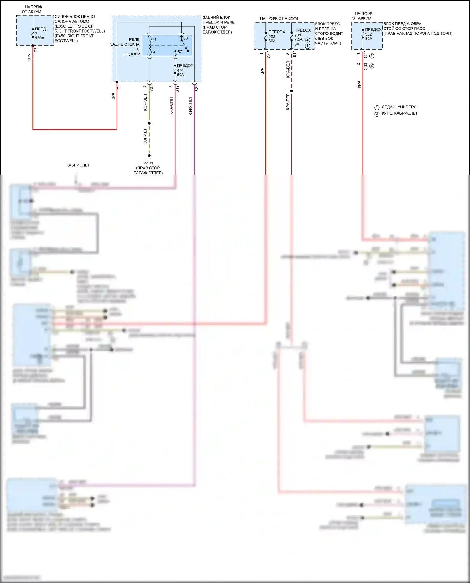 Подогрев стекол — Электросхема подогрева стекол — Электросхема подогрева стекол. Mercedes-Benz E-класс All-Terrain S213 рестайлинг (2020-2024)