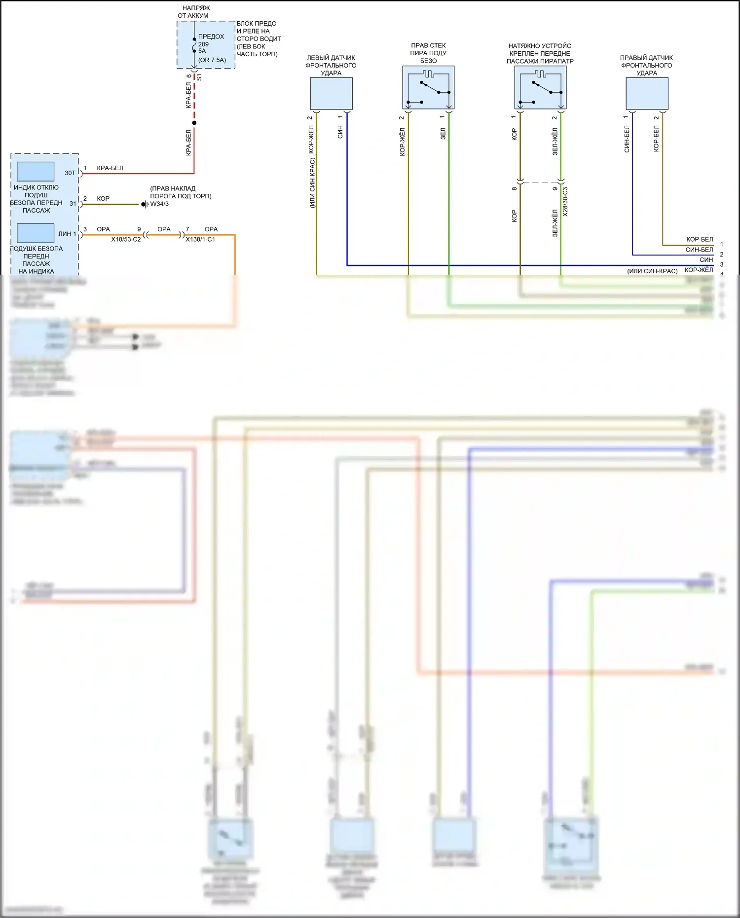 Подушки безопасности — Электросхема подушек безопасности, купе — Электросхема подушек безопасности, купе (4 из 5). Mercedes-Benz E-класс All-Terrain S213 рестайлинг (2020-2024)