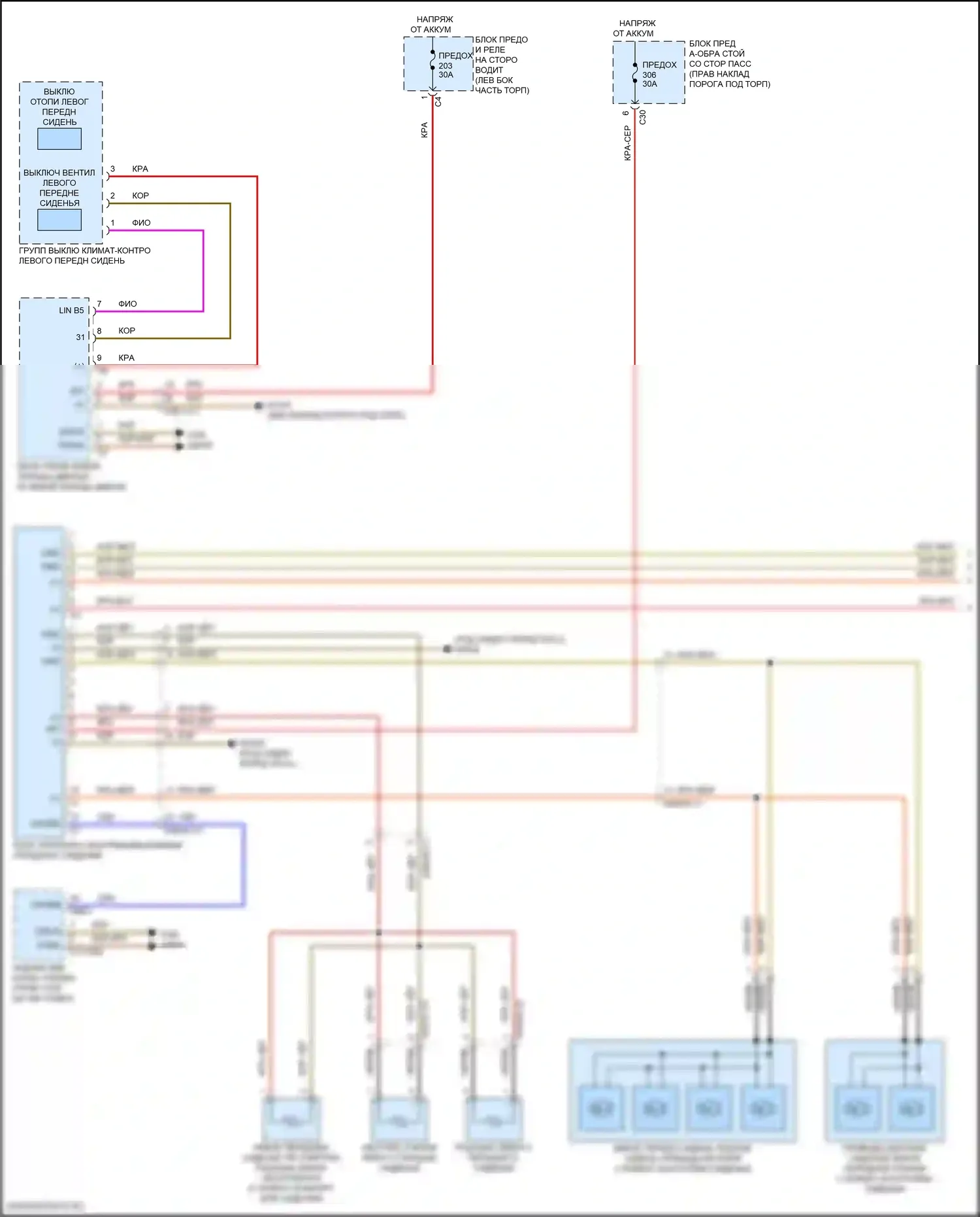 Сиденья — Электросхема передней вентиляции и подогрева сидений, вагон без памяти — Электросхема передней вентиляции и подогрева сидений, вагон без памяти (1 из 2). Mercedes-Benz E-класс All-Terrain S213 рестайлинг (2020-2024)