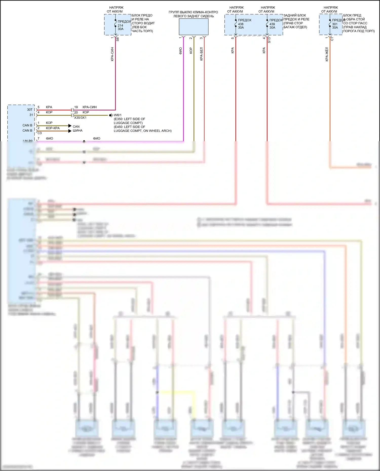 Сиденья — Электросхема задней вентиляции и подогрева сидений — Электросхема задней вентиляции и подогрева сидений (1 из 2). Mercedes-Benz E-класс All-Terrain S213 рестайлинг (2020-2024)
