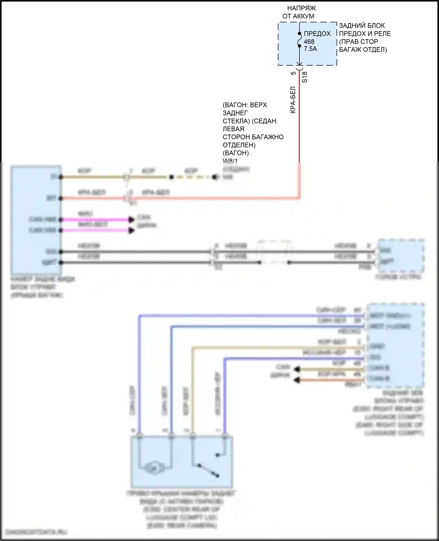 Системы помощи водителю — Электросхема камеры заднего вида, вагон — Электросхема камеры заднего вида, вагон. Mercedes-Benz E-класс All-Terrain S213 рестайлинг (2020-2024)