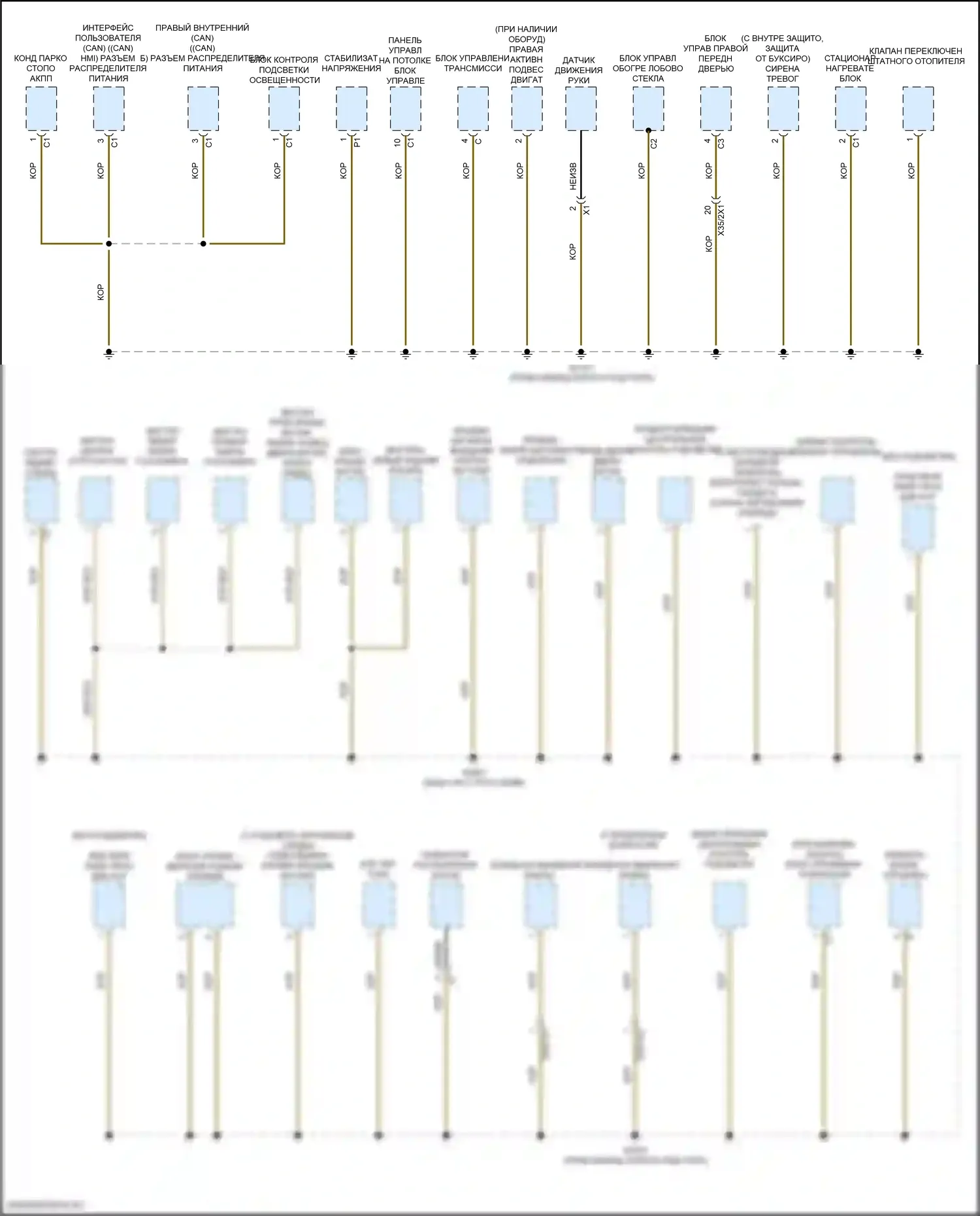Точки подключения масс — Электросхема разводки массы, вагон — Электросхема разводки массы, вагон (5 из 7). Mercedes-Benz E-класс All-Terrain S213 рестайлинг (2020-2024)