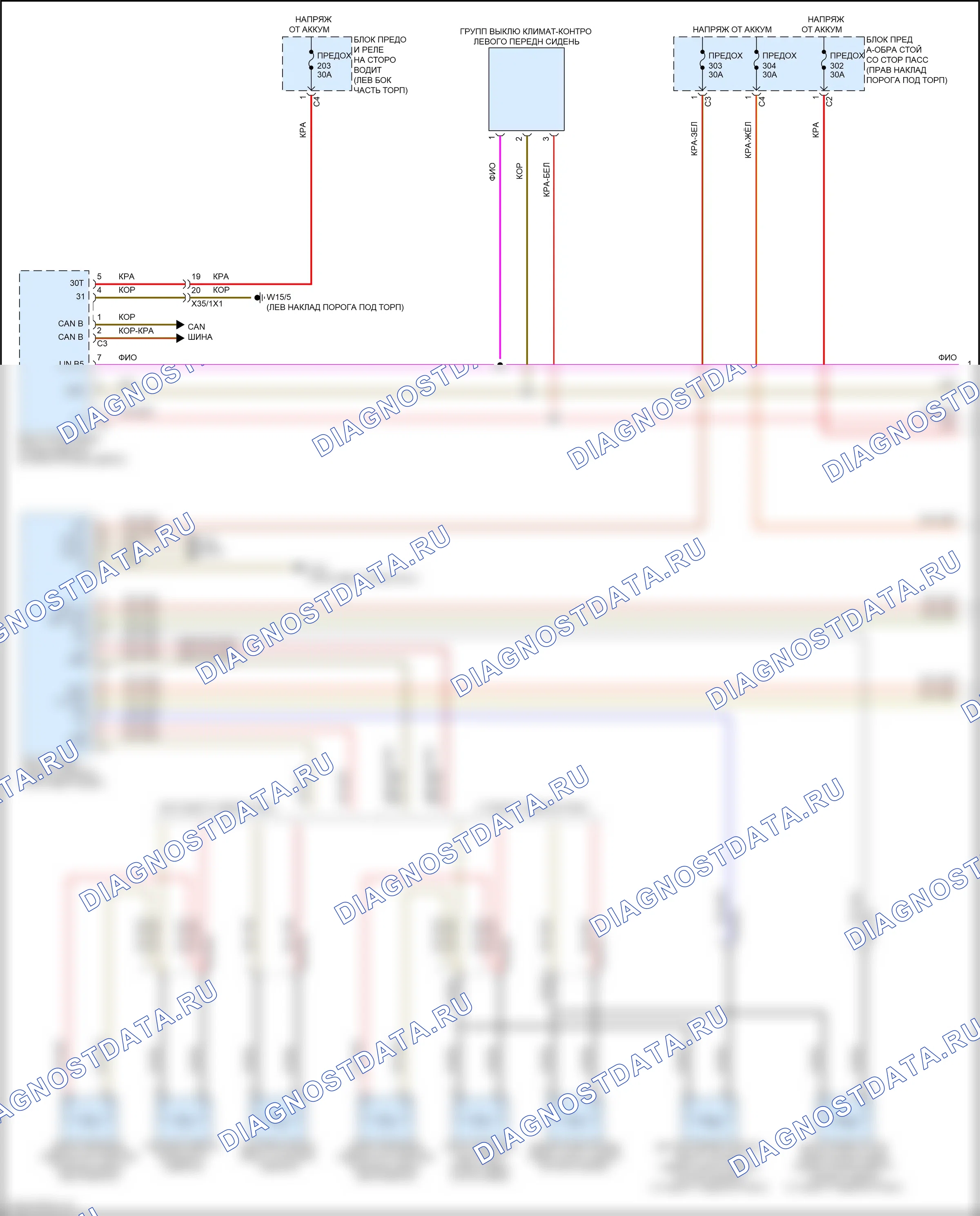 Сиденья — Электросхема передней вентиляции и подогрева сидений, вагон с памятью — Электросхема передней вентиляции и подогрева сидений, вагон с памятью (1 из 3). Mercedes-Benz E-класс W213/S213/C238/A238 рестайлинг (2020-2024)