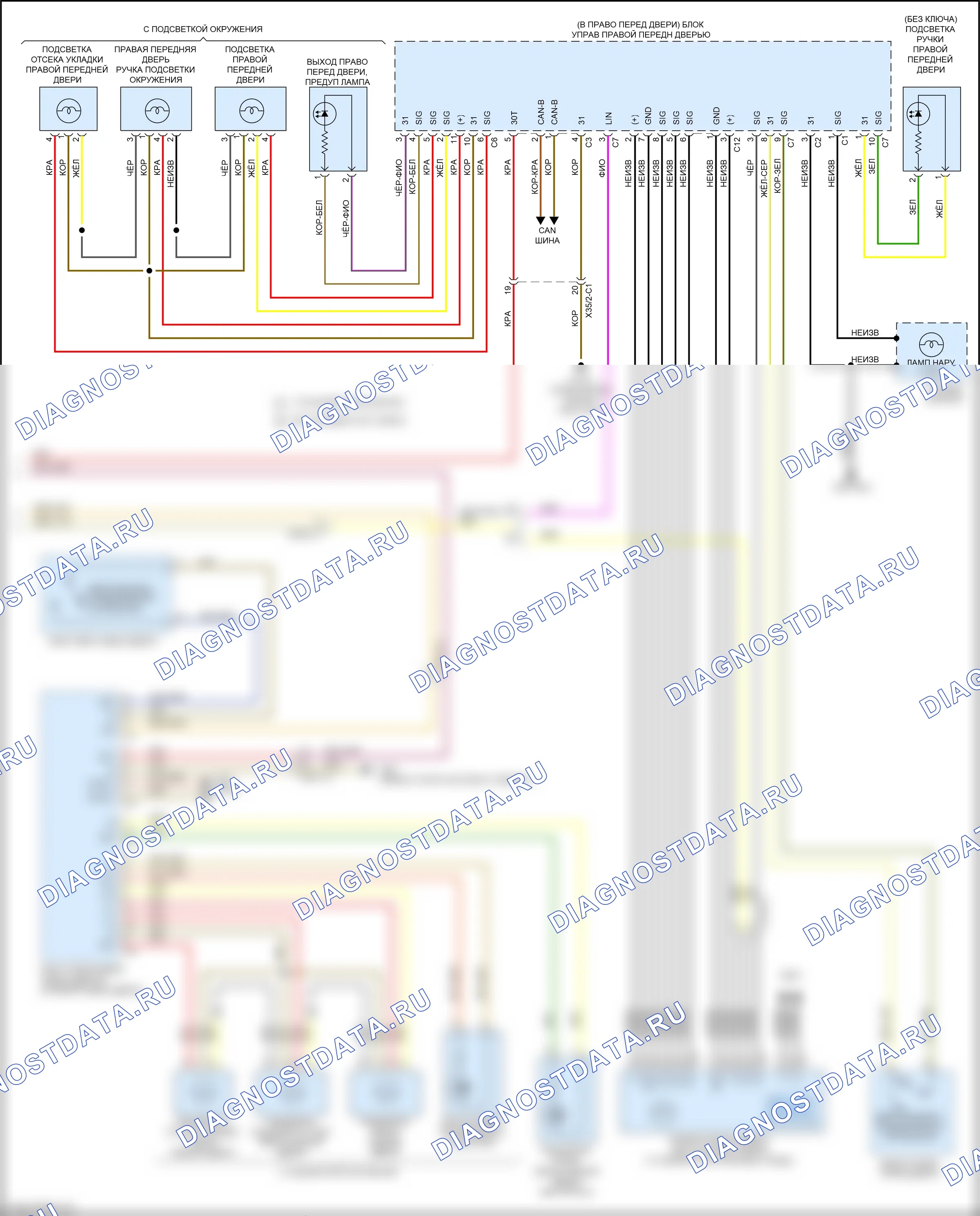 Освещение салона — Электросхема освещения салона, вагон — Электросхема освещения салона, вагон (6 из 6). Mercedes-Benz E-класс W213/S213/C238/A238 (2016-2021)